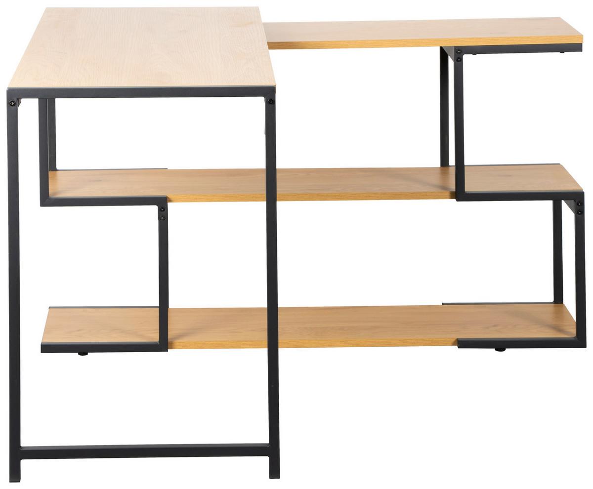 Masă de scris HENDRIK - culoare lemn stejar/negru, Modern, metal/material pe bază de lemn (120/76/120cm) - Modern Living