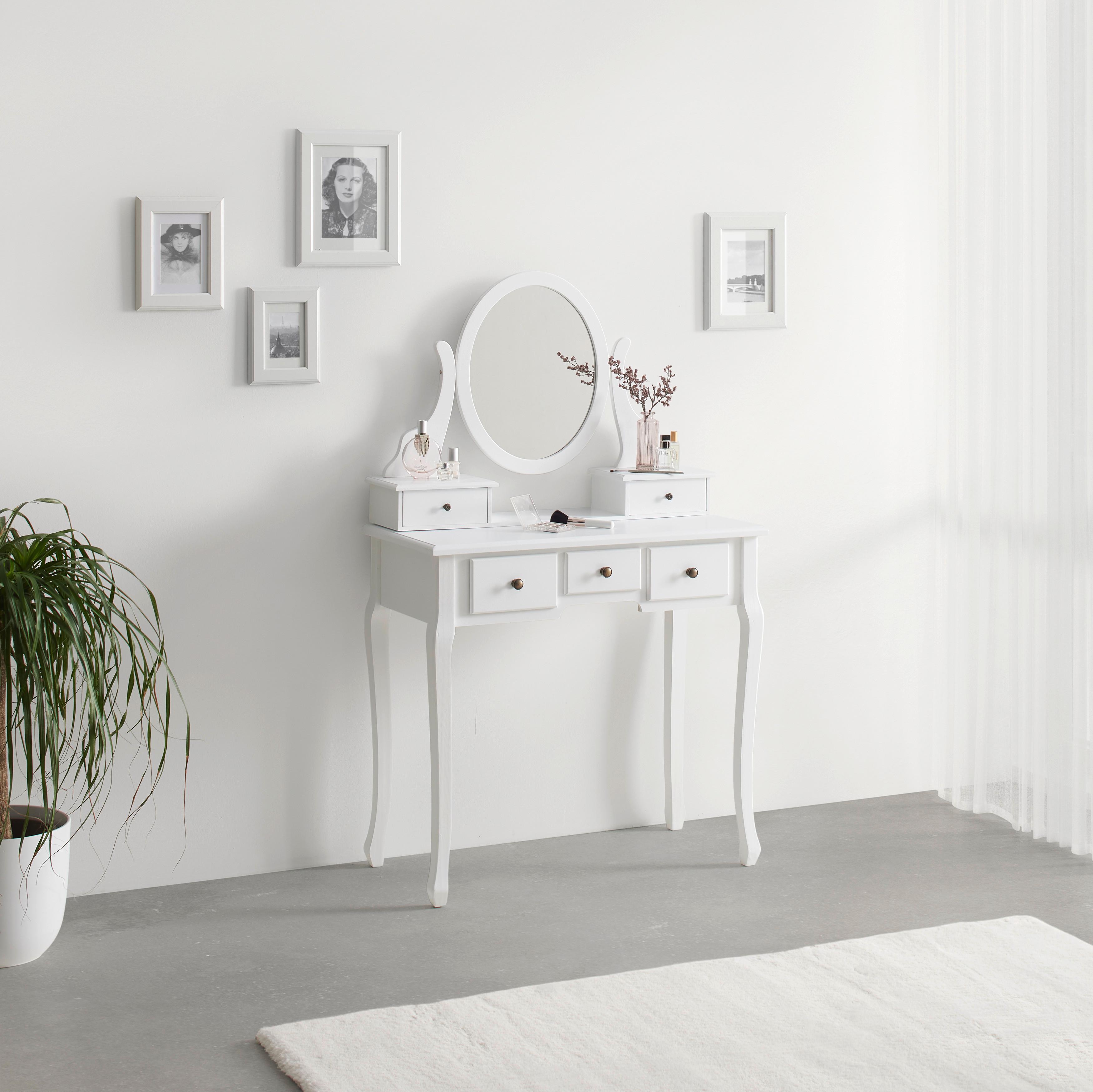 SMINKBORD SARA II - vit/bronsfärgad, Romantik / Lanthus, metall/trämaterial (80/130/40cm) - Mömax
