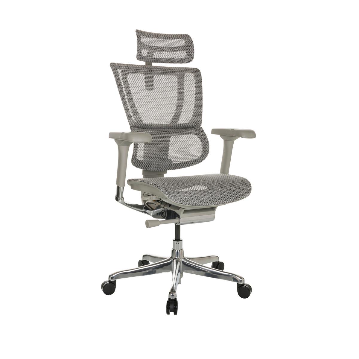 Drehstuhl Ergohuman Slim Hellgrau ca. 69x116-138x66cm - Hellgrau, Basics, Kunststoff/Textil (69/116-138/66cm) - MID.YOU