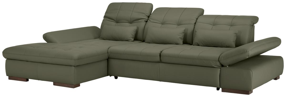 Wohnlandschaft Sanfino Leder Anthrazit - Chromfarben/Anthrazit, KONVENTIONELL, Leder/Metall (199/79-96/305cm) - Premium Living