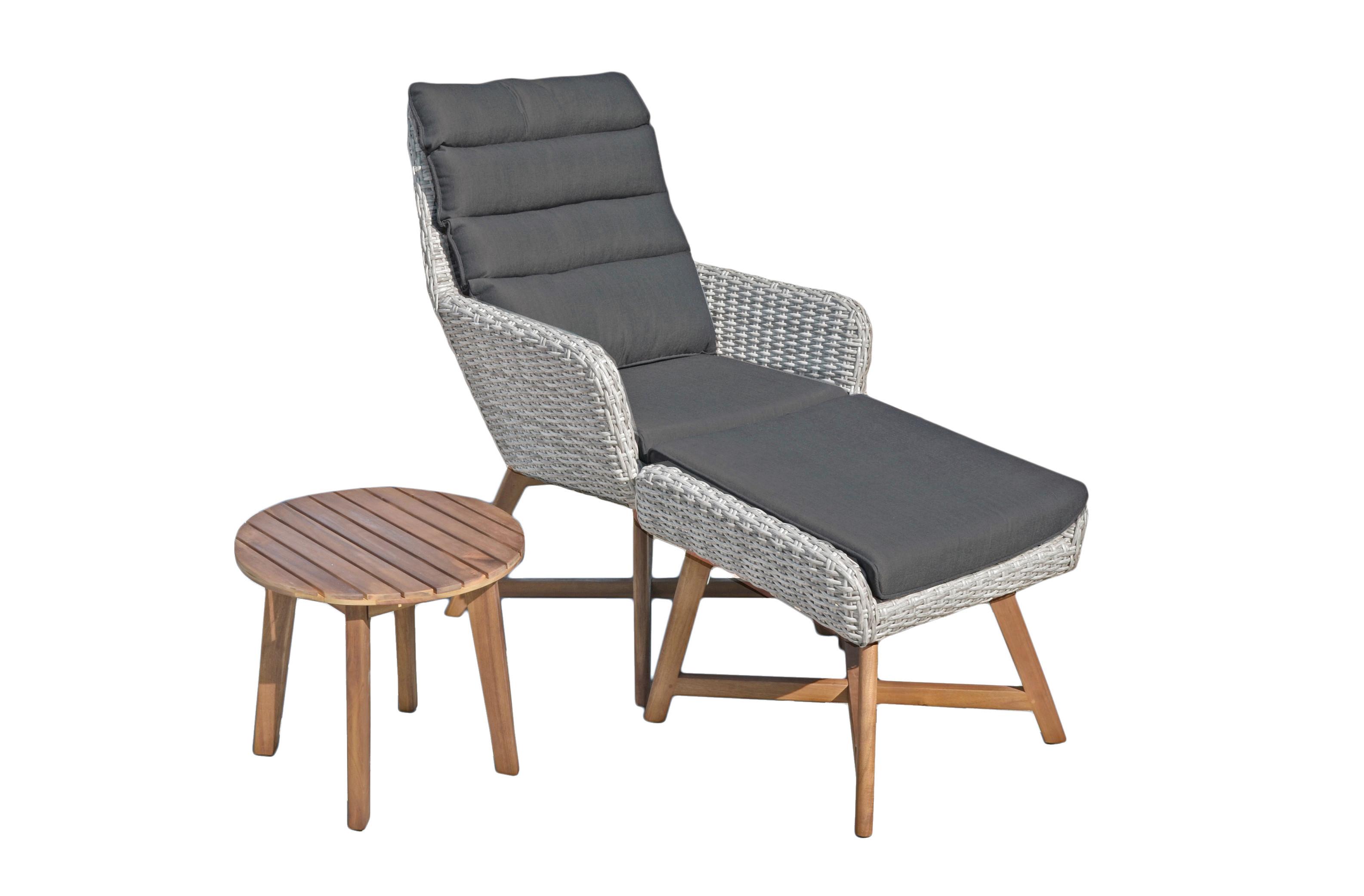 Loungesessel Clavia ca. 65x95x85 cm Grau/Akazie - Dunkelgrau/Grau, Basics, Holz/Kunststoff (65/95/85cm) - Gardenson