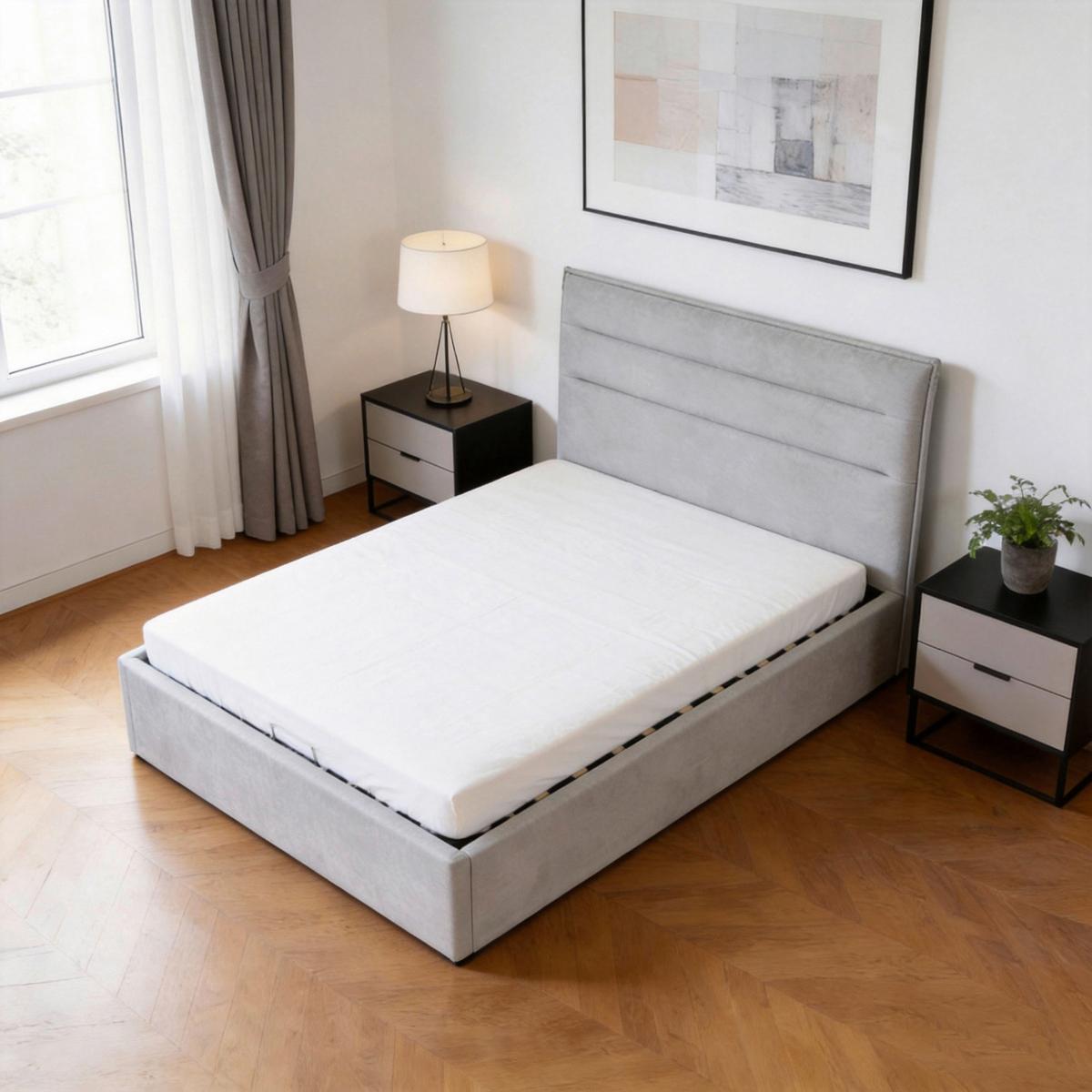 Polsterbett Sienna Hellgrau ca. 140x200cm - Hellgrau/Schwarz, LIFESTYLE, Holz/Kunststoff (140/200cm) - Based