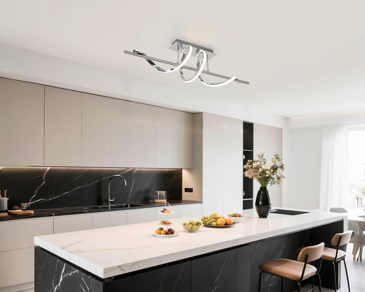 LED-Deckenleuchte Lina Chromfarben max. 20 Watt - Chromfarben/Nickelfarben, Modern, Kunststoff/Metall (20/80/26,5cm) - Mömax