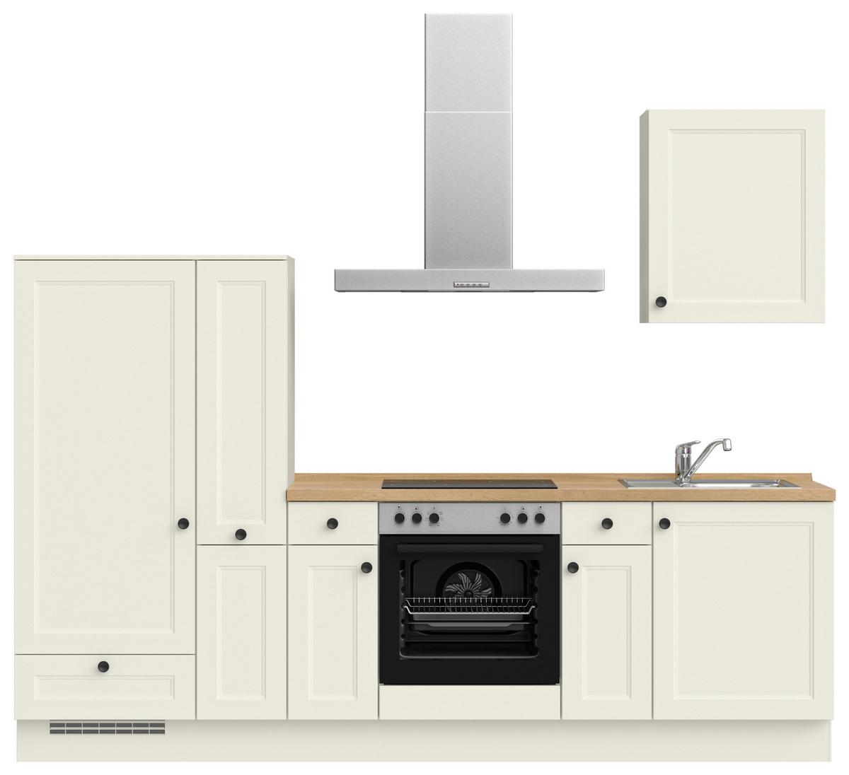 Küchenblock Cascada Low m. Geräten Weiß - Eichefarben/Schwarz, MODERN, Holzwerkstoff/Metall (270cm) - Nobilia