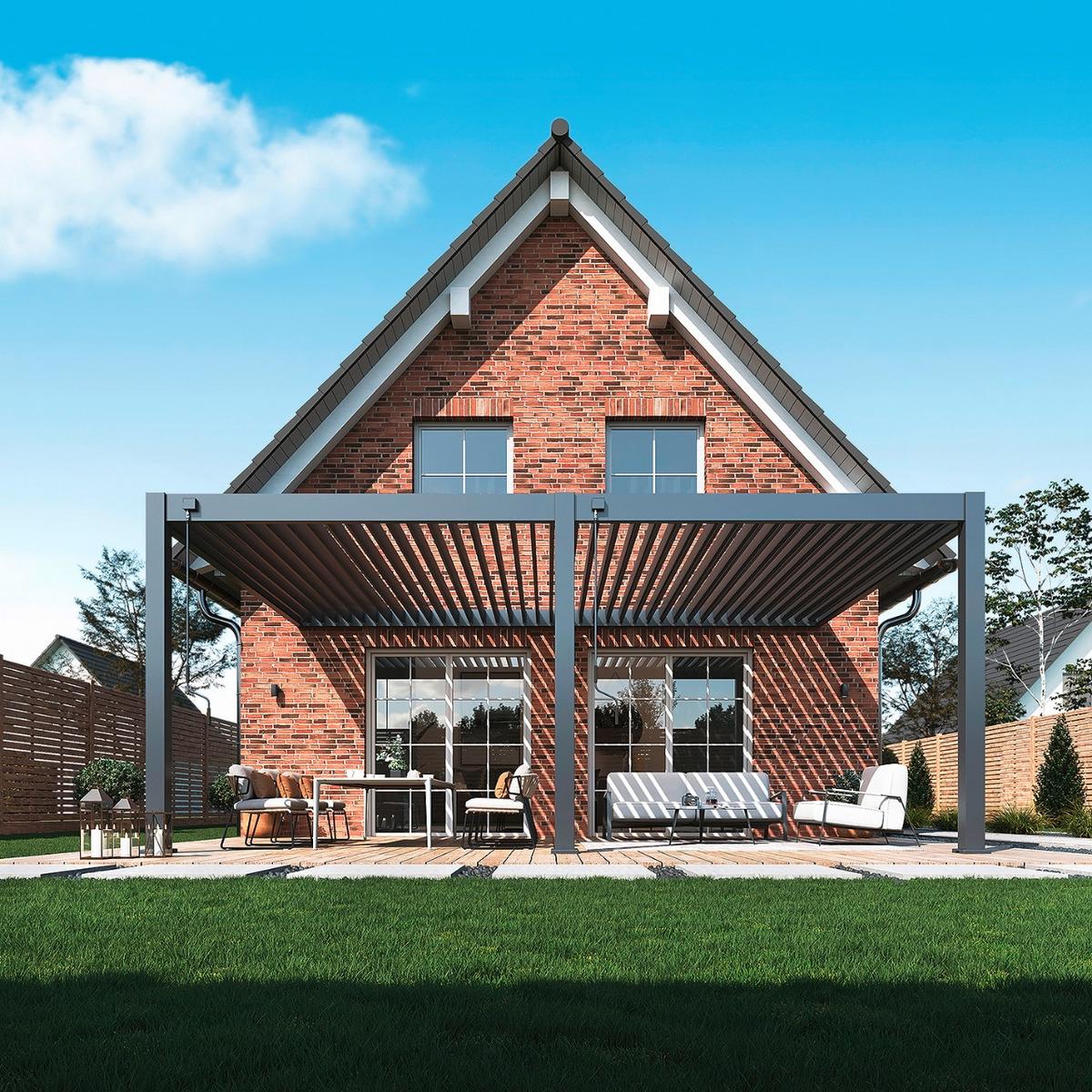 Pavillon Deluxe Plus ca. 400x255x600 cm Anthrazit - Anthrazit, Basics, Metall (600/255/400cm) - Gardenson