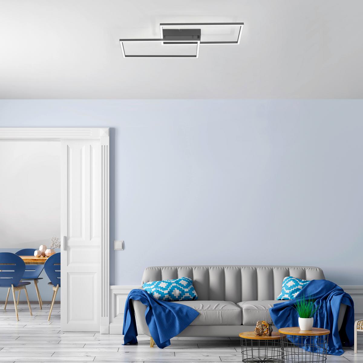 LED-Deckenleuchte Iven max. 30 Watt - Schwarz, Design, Kunststoff/Metall (60,5/32,5/6,5cm)
