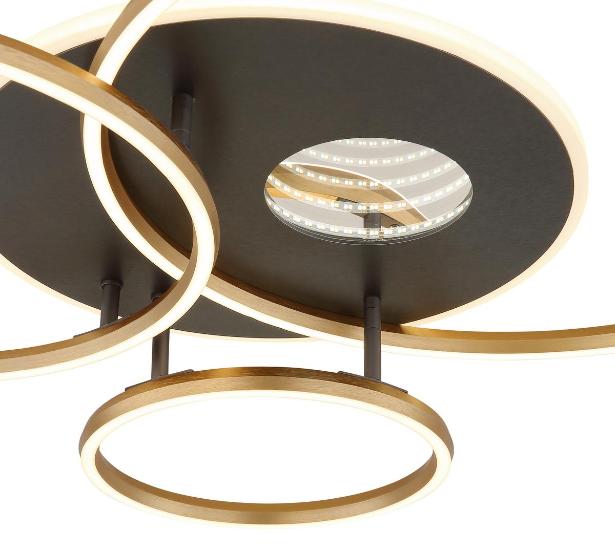 Led Stropna Svjetiljka Invertina - bijela/zlatne boje, Design, metal/plastika (90/70/13cm) - Globo