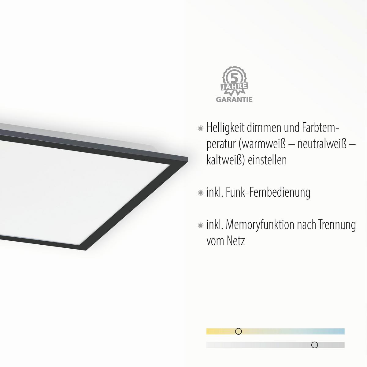 LED-Deckenleuchte Flat max. 23,5 Watt - Schwarz, Basics, Kunststoff/Metall (44,5/44,5/7cm)