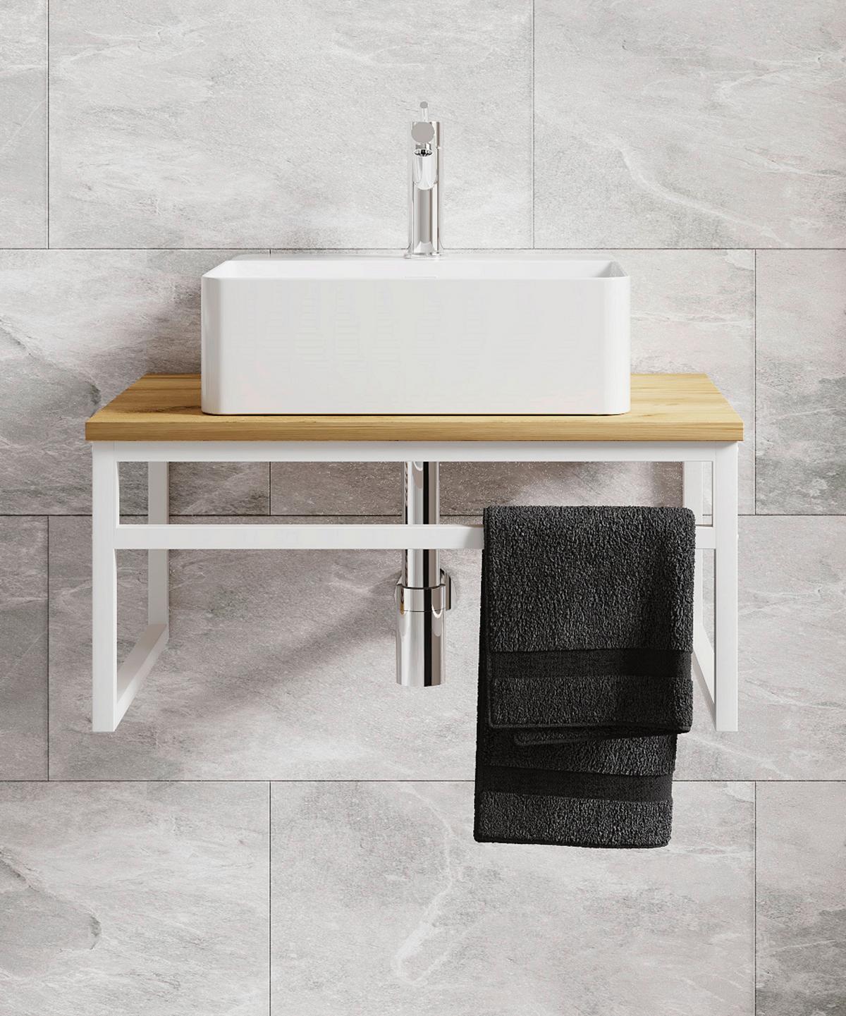 WASCHTISCHKOMBI 2-TLG. WASCHPLATZ "BITILA 60" - Honigeiche/Weiss, Modern, Keramik/Holzwerkstoff (60cm) - MID.YOU