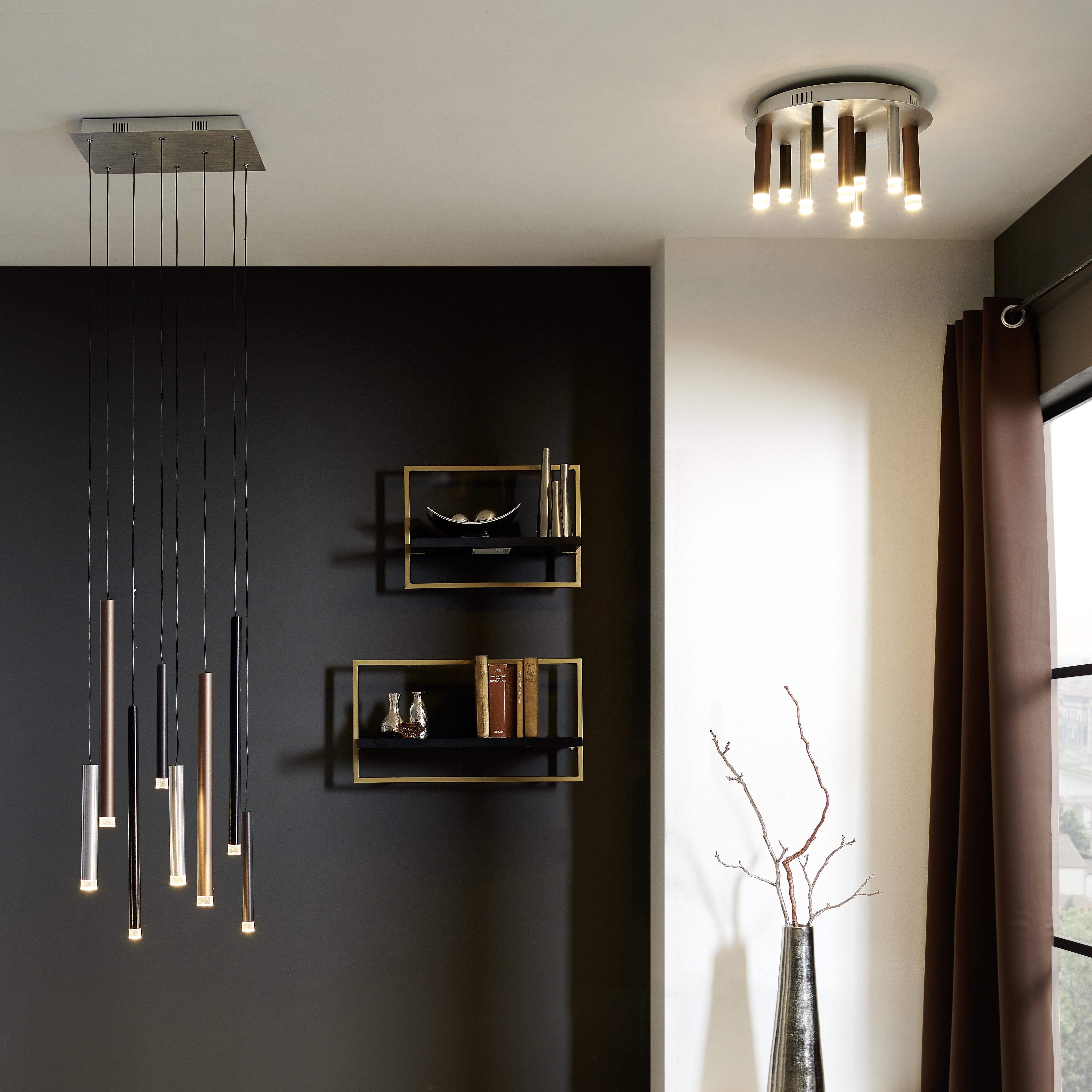 LAMPA SUFITOWA LED G93766/21 CEMBALO - czarny/kolor aluminiowy, Design, tworzywo sztuczne/metal (40/21,5cm) - Brilliant