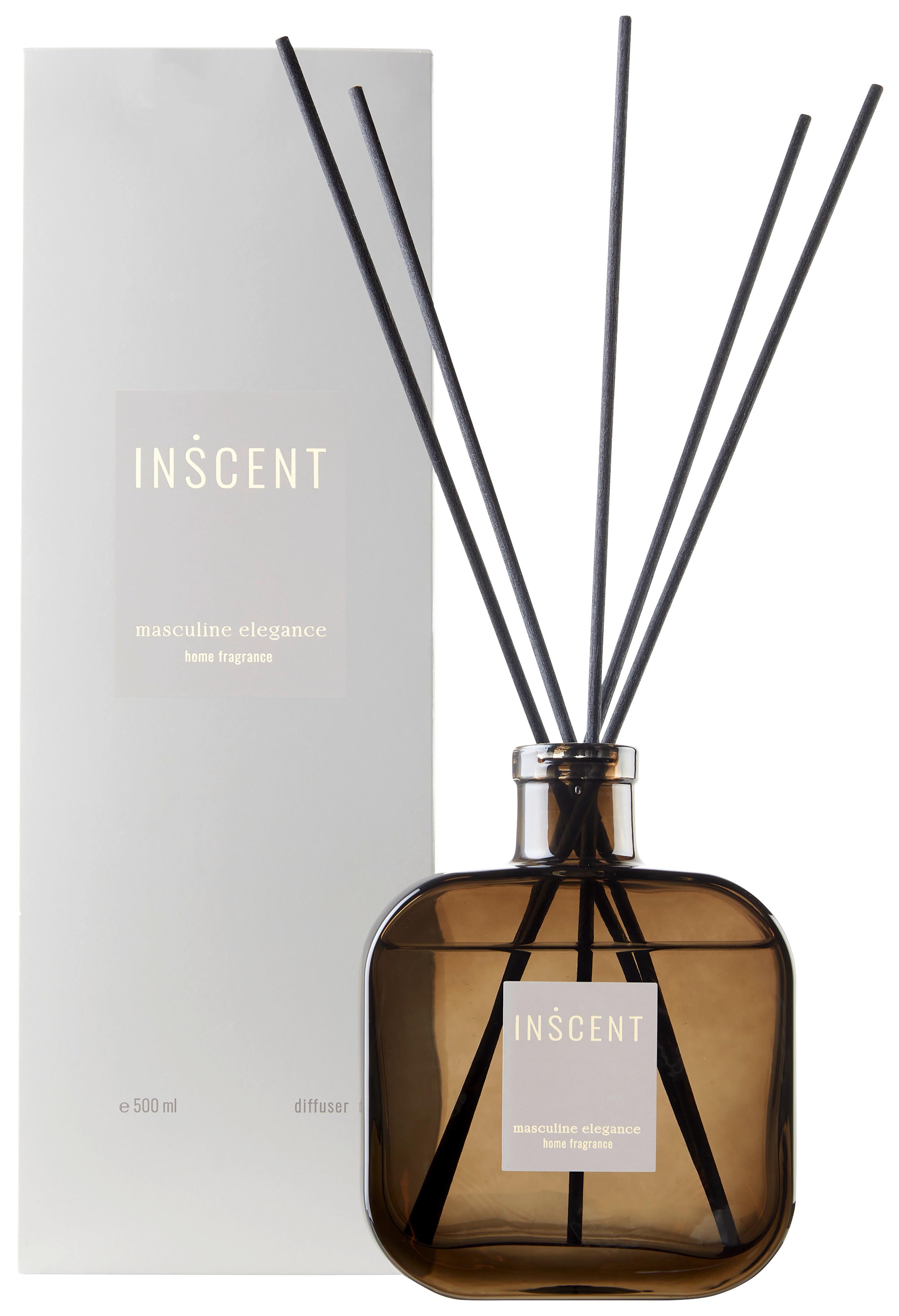 Raumduft Masculine Elegance in Grau ca. 500ml - Klar/Grau, Design, Glas (500ml) - Inscent