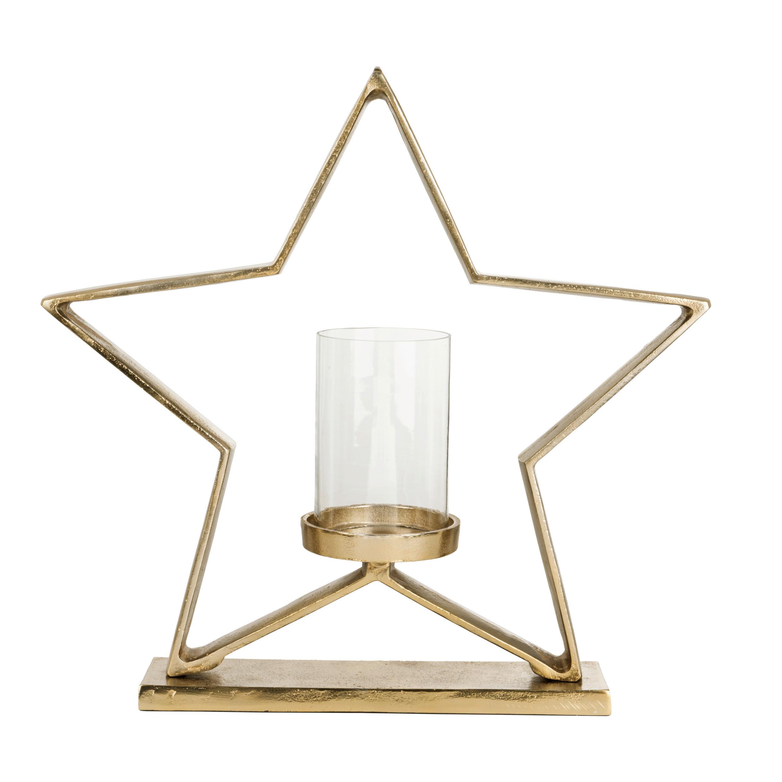 Kerzenhalter Mukayle Klar/Goldfarben - Klar/Goldfarben, LIFESTYLE, Glas/Metall (47/11,5/46cm)