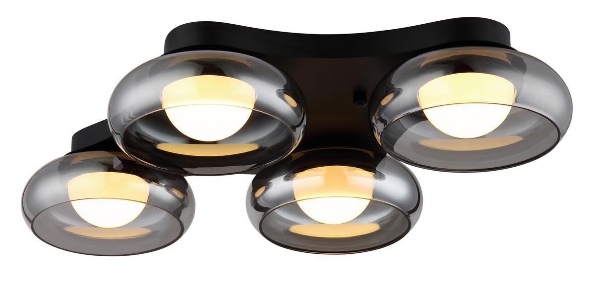 Led Stropna Svjetiljka Carlene - bijela/crna, Design, staklo/metal (65/46/10cm) - Globo