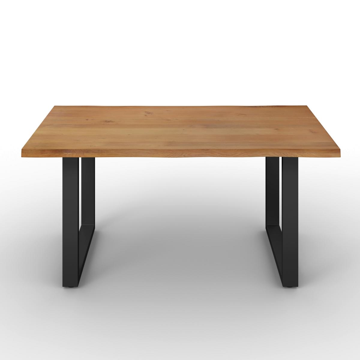 Esstisch Dan in Holz Eiche massiv ca. 180x90 cm - Eichefarben/Schwarz, MODERN, Holz/Metall (180/90/76cm) - Bessagi Home