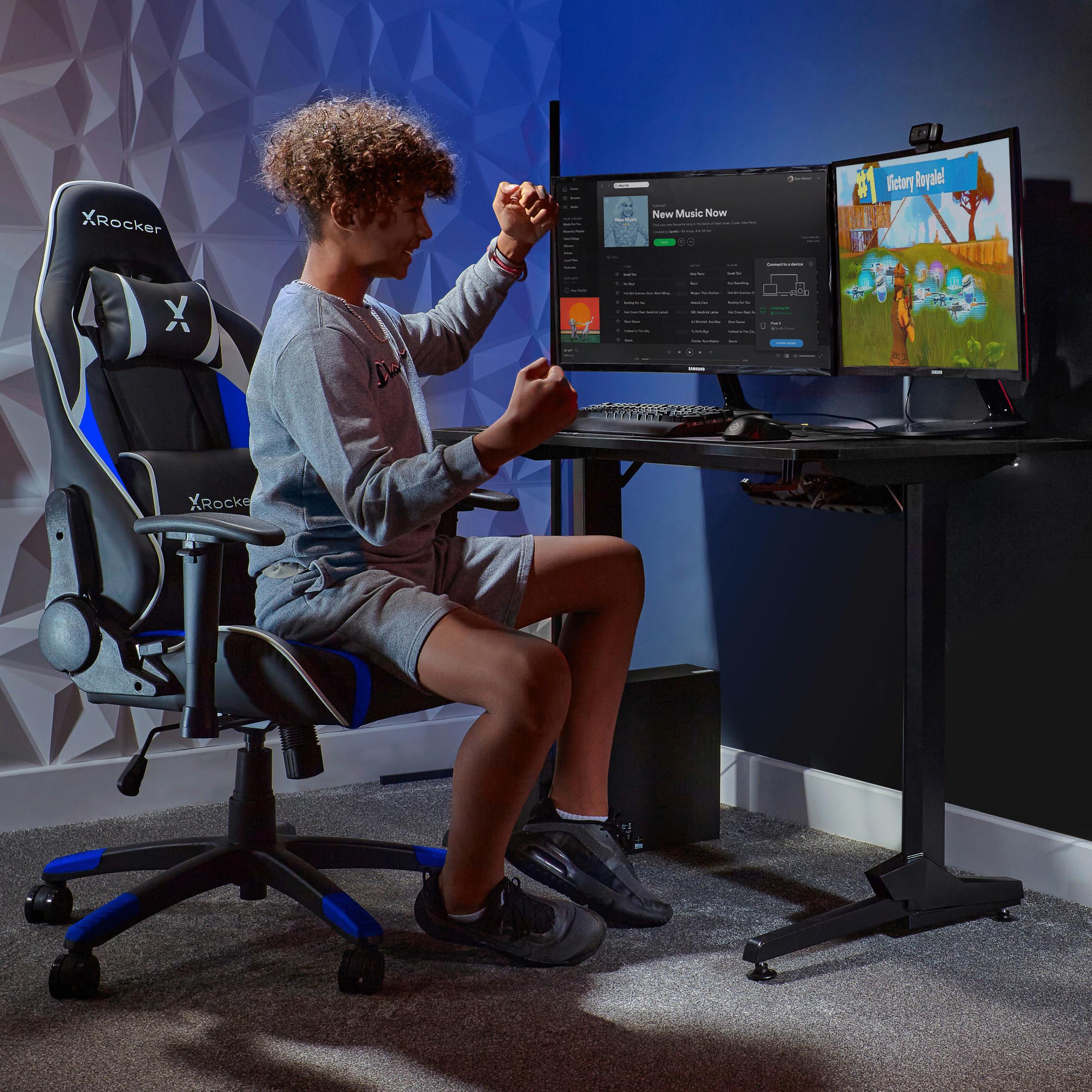 Gamingsessel Agility ca. 55x113x62,5cm Blau/Schwarz - Blau/Schwarz, MODERN, Kunststoff/Textil (55/113/62,5cm) - X Rocker