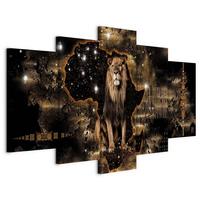 Slika Na Platnu Golden Lion - črna/rjava, Basics, tekstil/leseni material (100/50/1,2cm) - artgeist