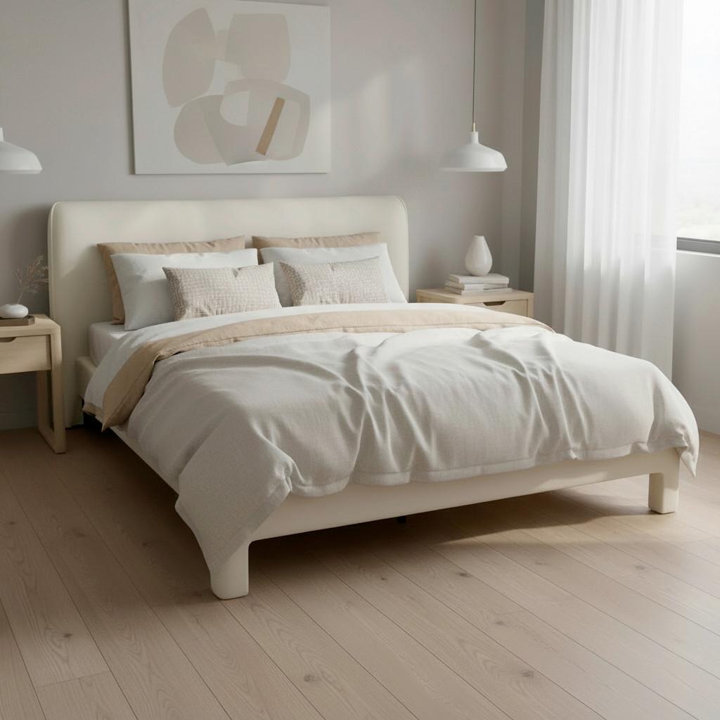 Polsterbett Valion Elfenbein ca. 160x200 cm - Elfenbein/Eichefarben, MODERN, Holz/Textil (160/200cm) - Bessagi Home
