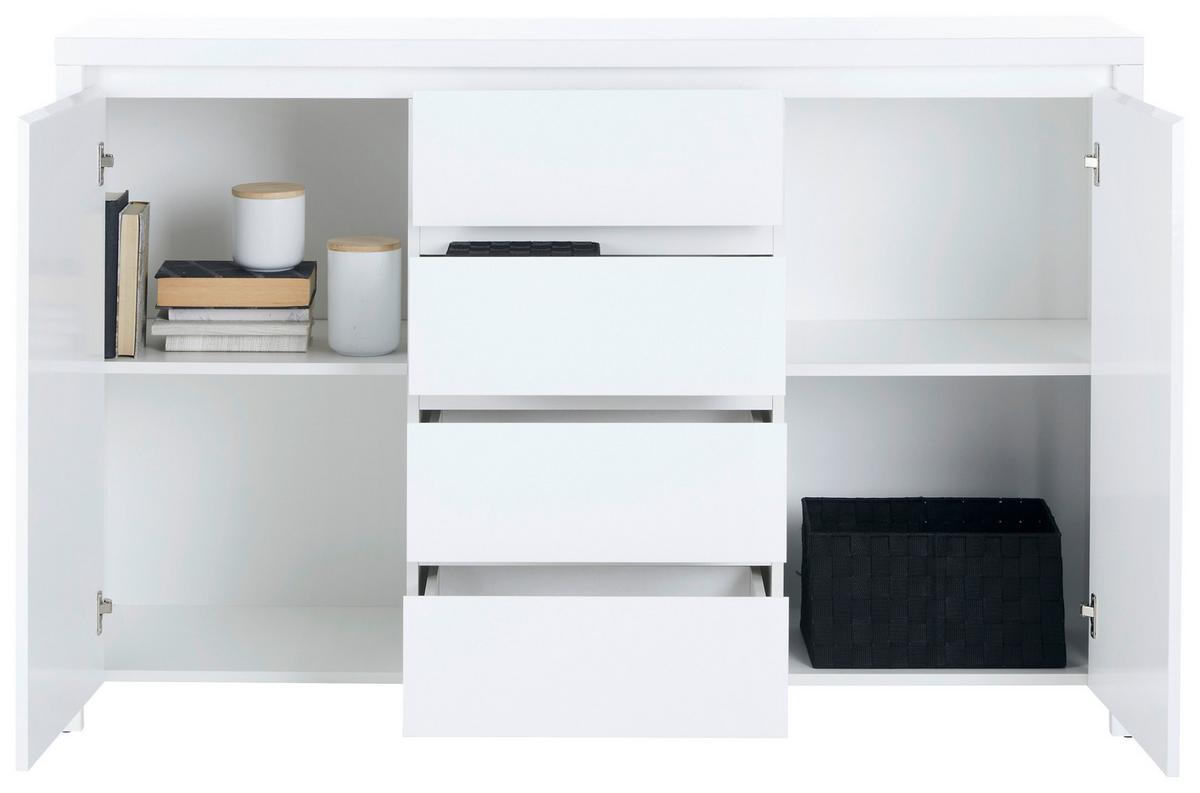 Comodă cu uși LARIOS - alb, Modern, material pe bază de lemn (143/91/40cm) - Modern Living