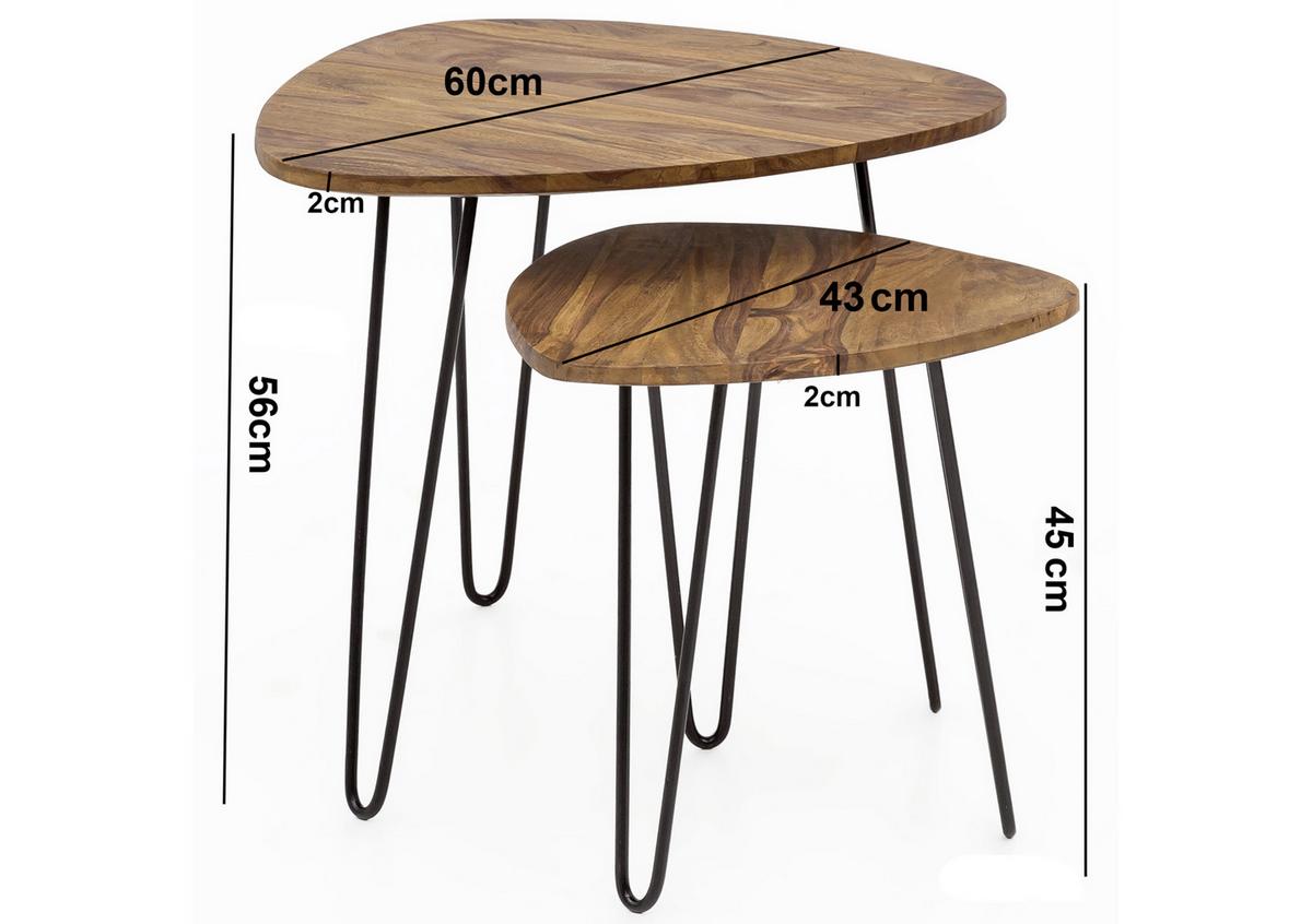 SATZTISCH WL5.659 - Sheeshamfarben/Schwarz, Design, Holz/Metall (60/56/60cm) - MID.YOU