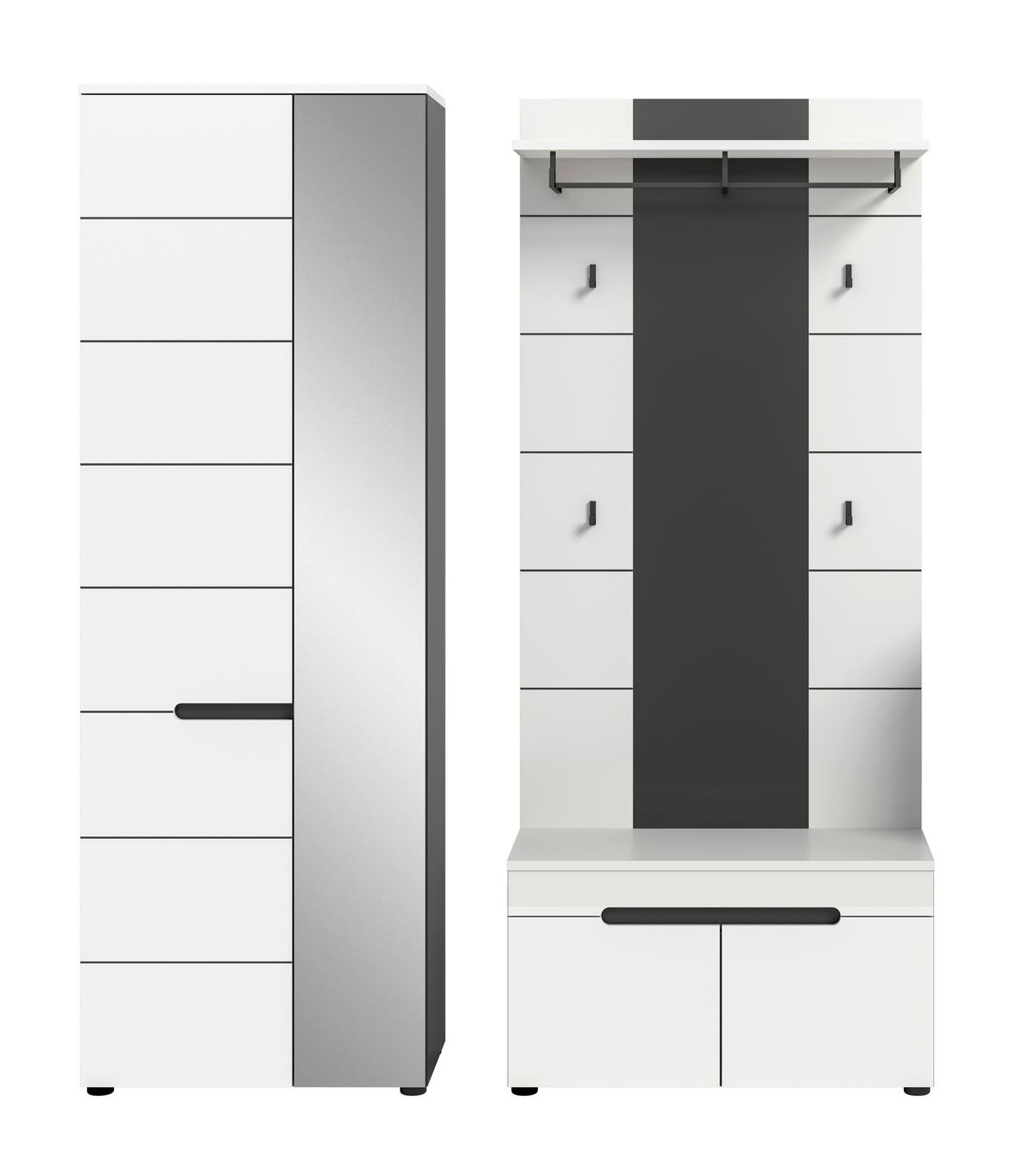 Predsoba Canu, Bela, Siva, 3-Delna - siva/bela, Basics, leseni material (160/190/37cm) - Livetastic