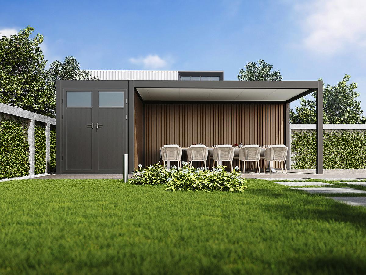 Nadstrešek Za Avto Pergoline, Antracit, 3x7,2m - barve grafita, Basics, kovina (300/255/720cm) - Gardenson
