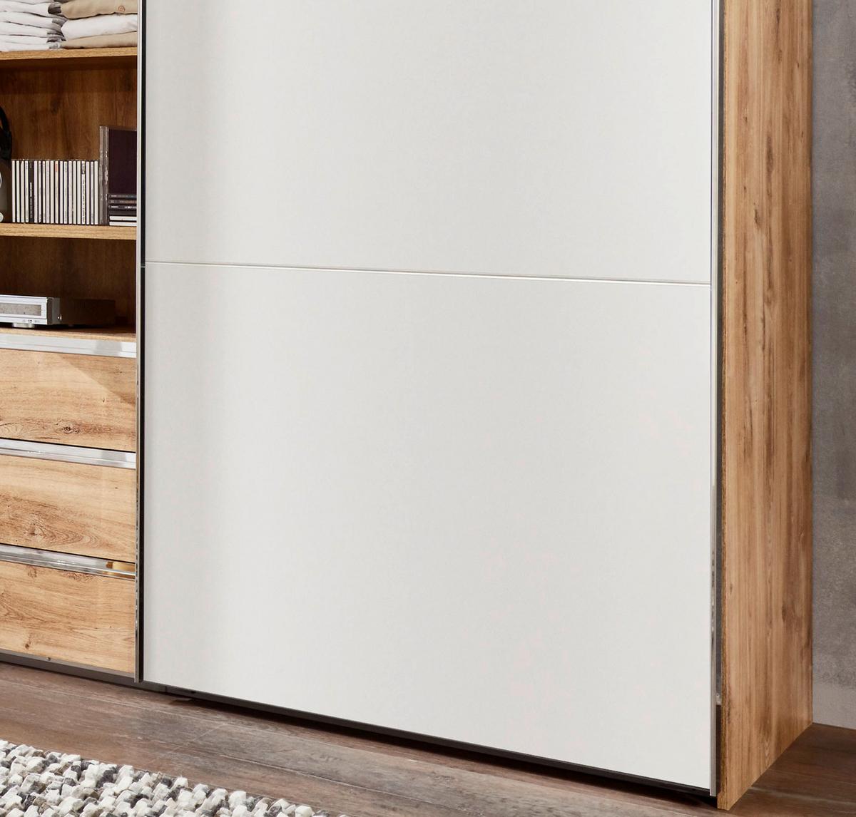 DULAP USI CULISANTE MAGIC - alb/culoare lemn stejar, Modern, material pe bază de lemn (300/216/65cm) - Premium Living
