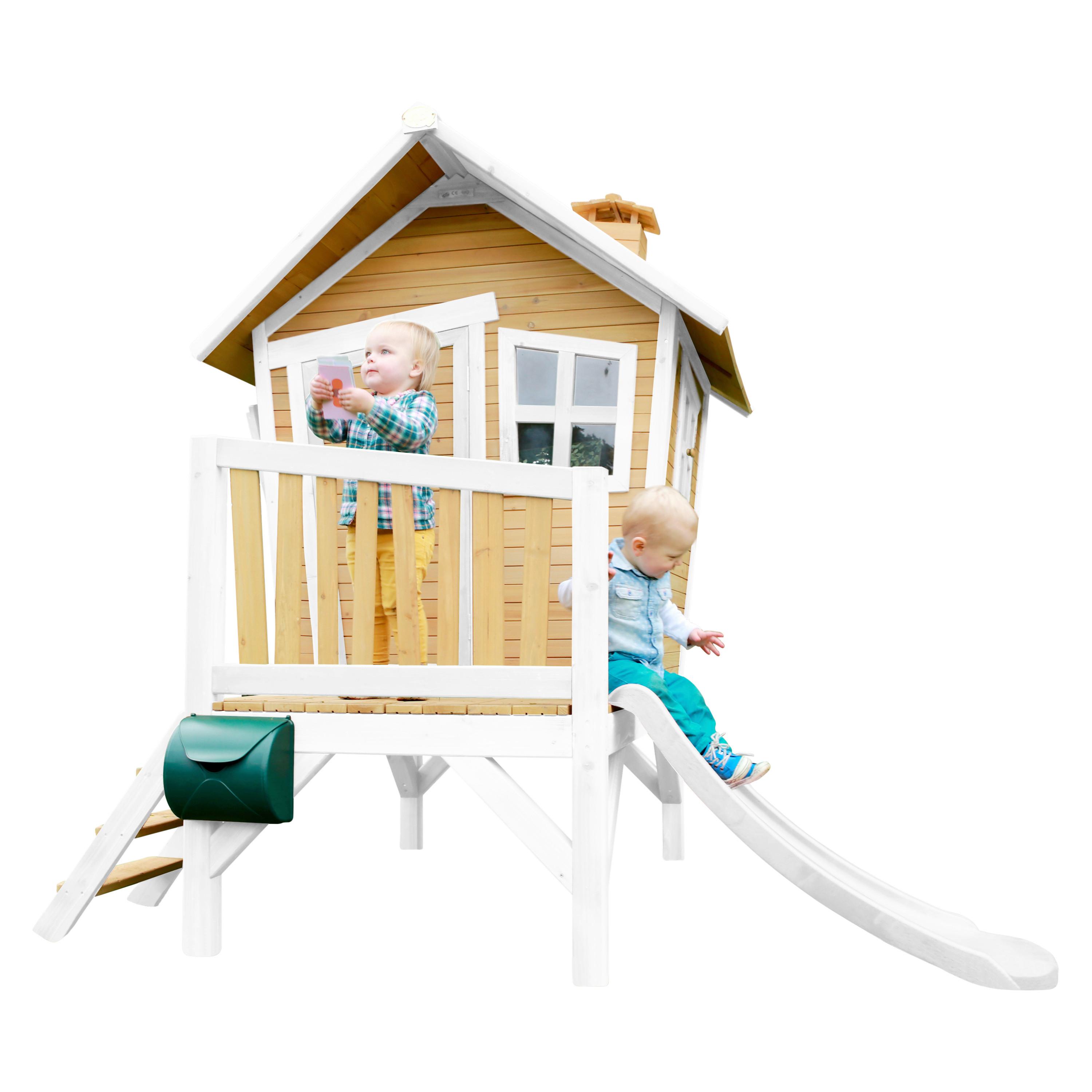 Spielhaus Robin aus Zedernholz - Weiß/Braun, Basics, Holz/Kunststoff (264/203/177cm) - Ambia Garden