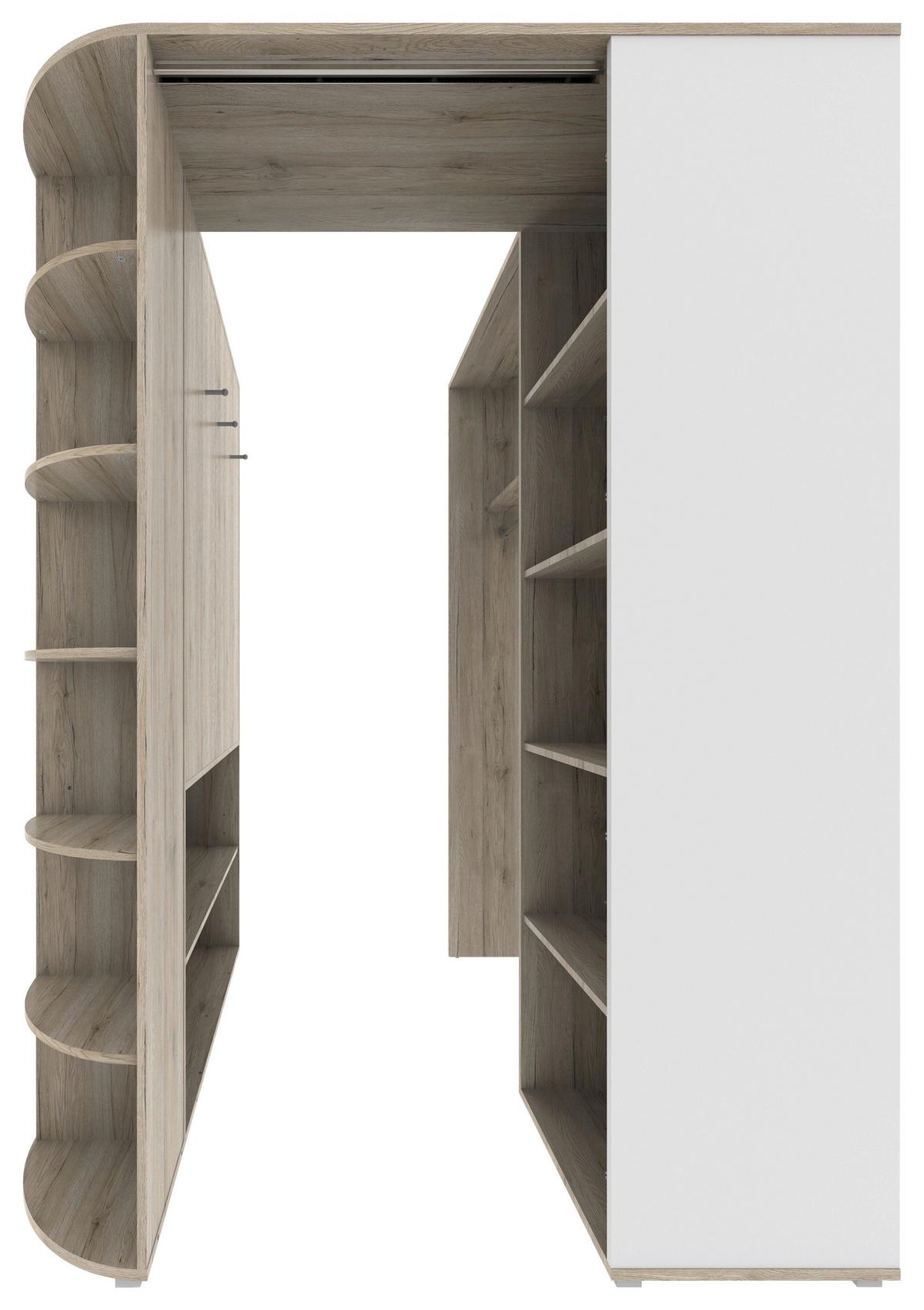 Eckschrank Young Weiß/Eiche San Remo - Alufarben/Weiß, KONVENTIONELL, Holzwerkstoff/Kunststoff (124/198/148cm) - Mömax