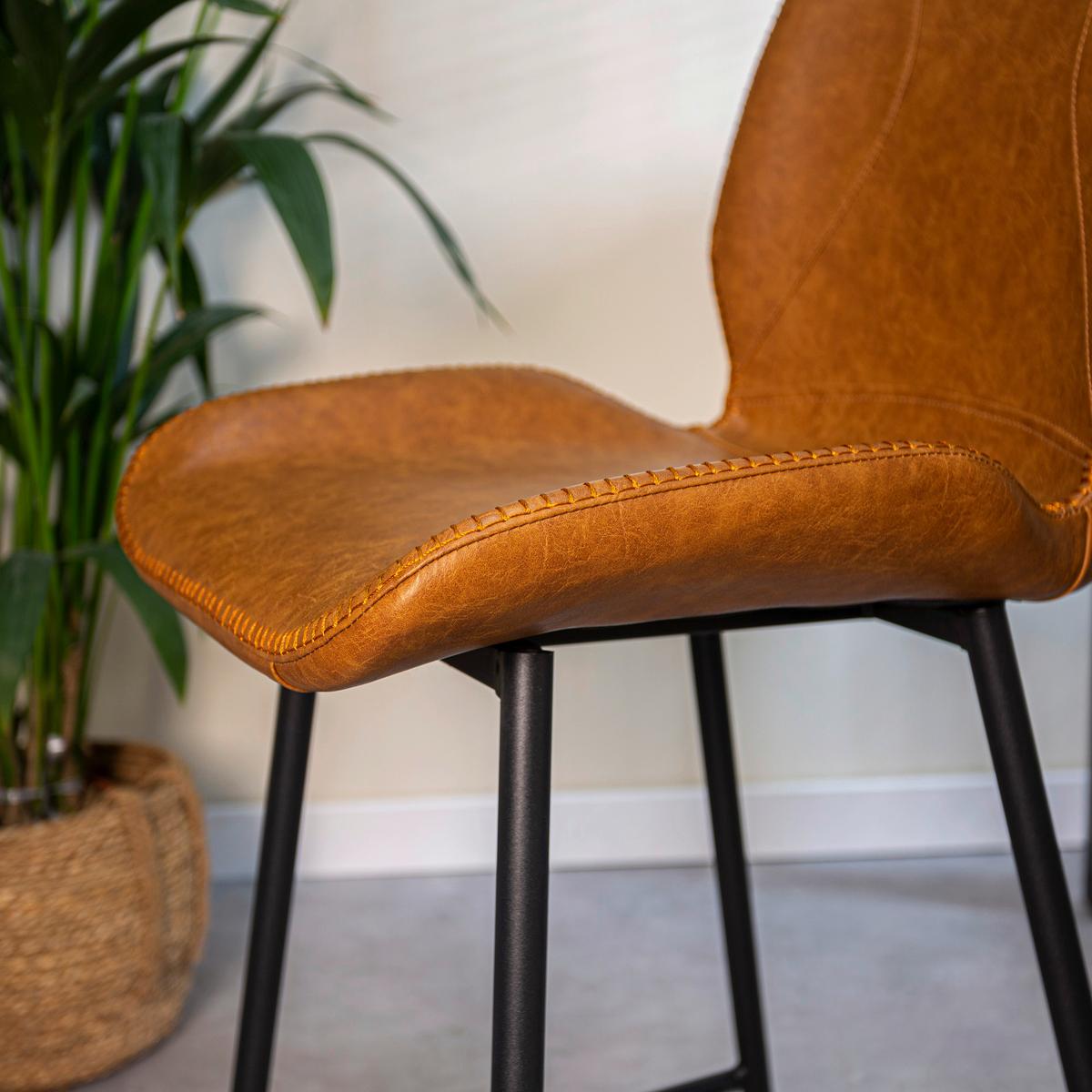 Barhocker-Set Barron 2er-Set ca. 47x99 cm Cognac - Cognac/Schwarz, KONVENTIONELL, Kunststoff/Textil (47/99/55cm) - MID.YOU