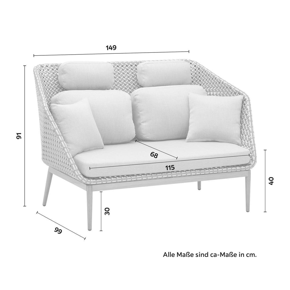 Vrtna Klop Positano, Siva, Naravna, Aluminij - siva, Moderno, kovina/umetna masa (149/91/99cm) - Bessagi Garden