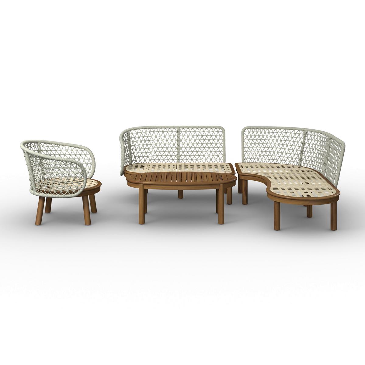 Lounge Garitura Belaya, Bela, 4-Delni Set - siva/barva oreha, Moderno, kovina/tekstil (244/205cm) - Bessagi Garden