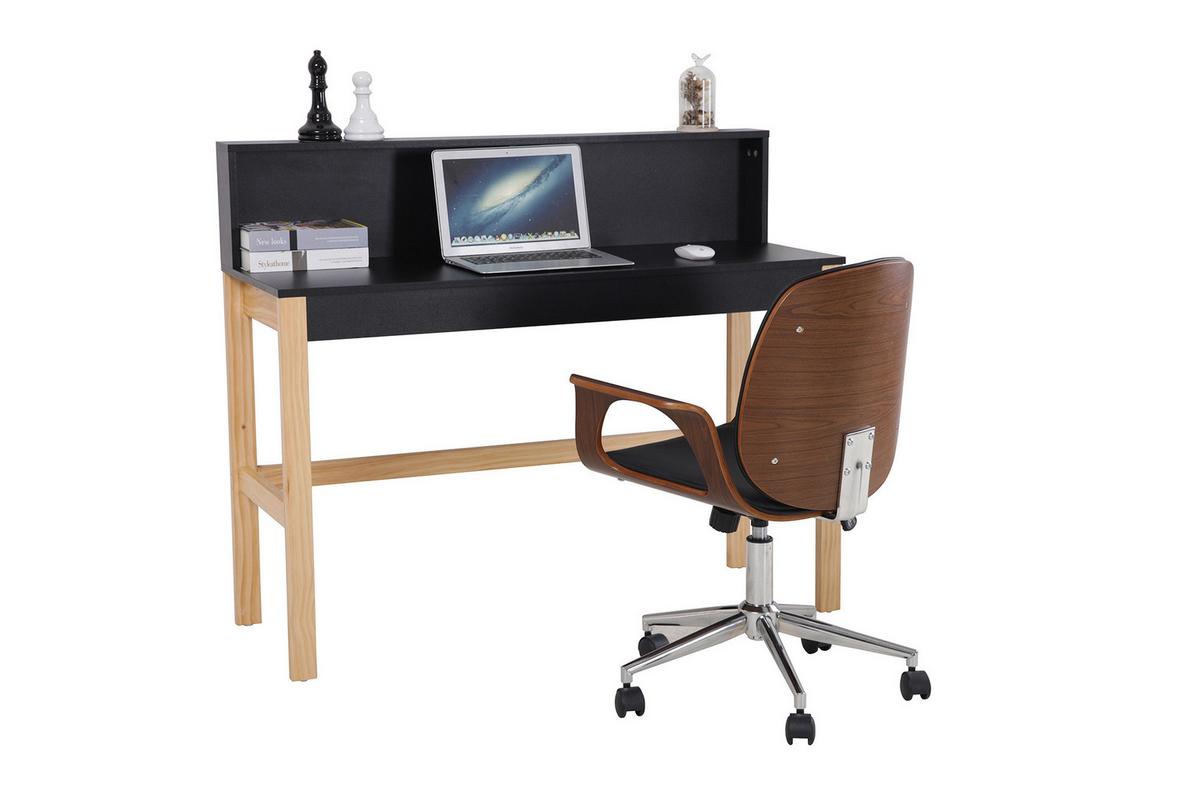 Schreibtisch inkl. Aufsatz Naturfarben/Schwarz - Schwarz/Naturfarben, Design, Holz/Holzwerkstoff (120/45/101cm) - Livetastic