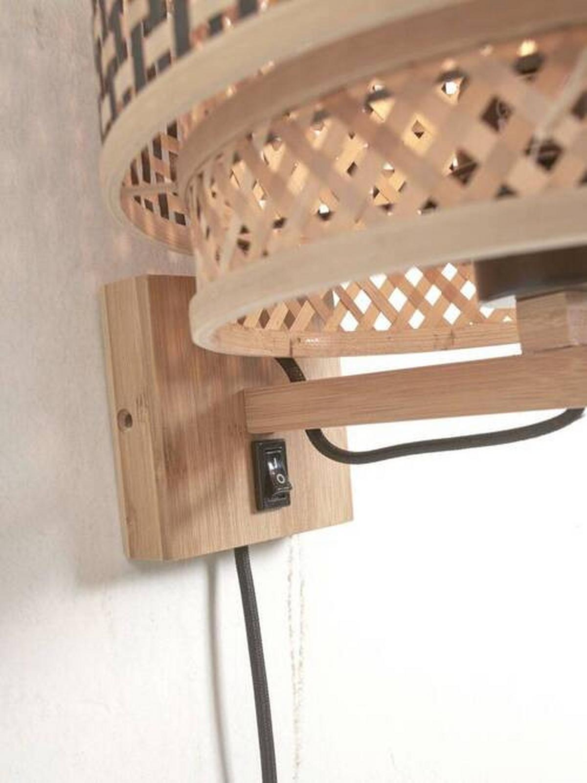 Stenska Svetilka Bhutan, Črna, Bambus - črna/naravne barve, Trend, les (25/29/25cm) - Good & Mojo