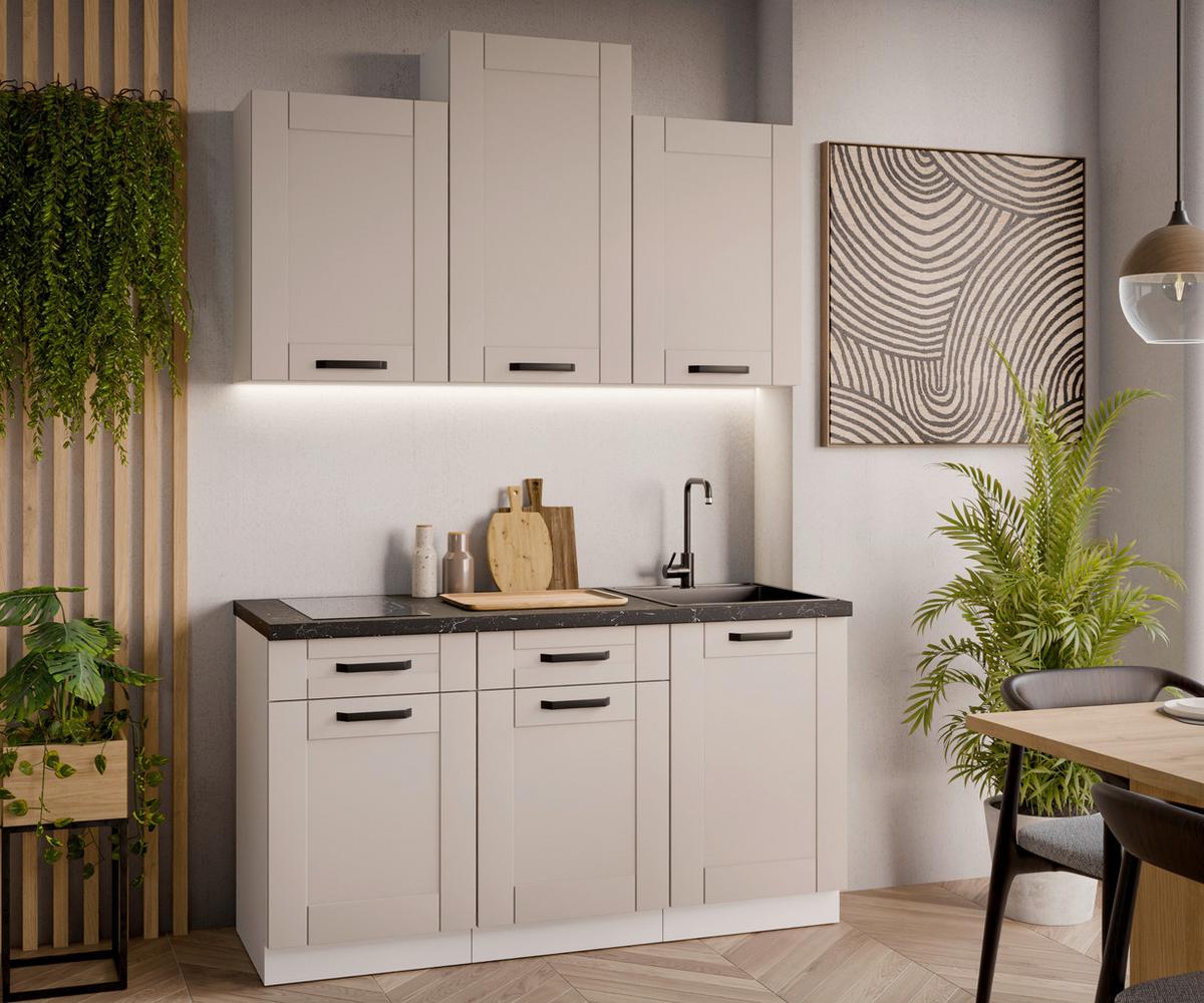 Blok Kuhinja Luna - bela/bež, Moderno, metal/pločasti materijal (150/218-236/60cm) - Modern Living