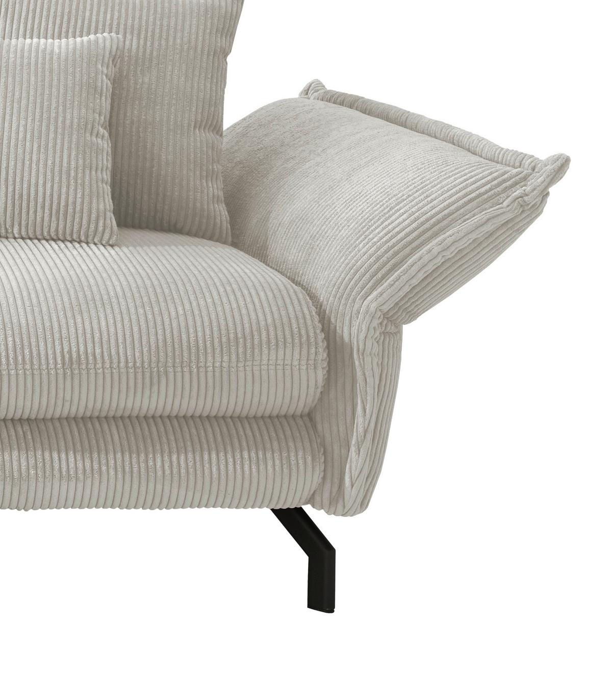 Wohnlandschaft Lava Silberfarben Cord - Silberfarben/Schwarz, MODERN, Textil/Metall (180/255cm) - Livetastic