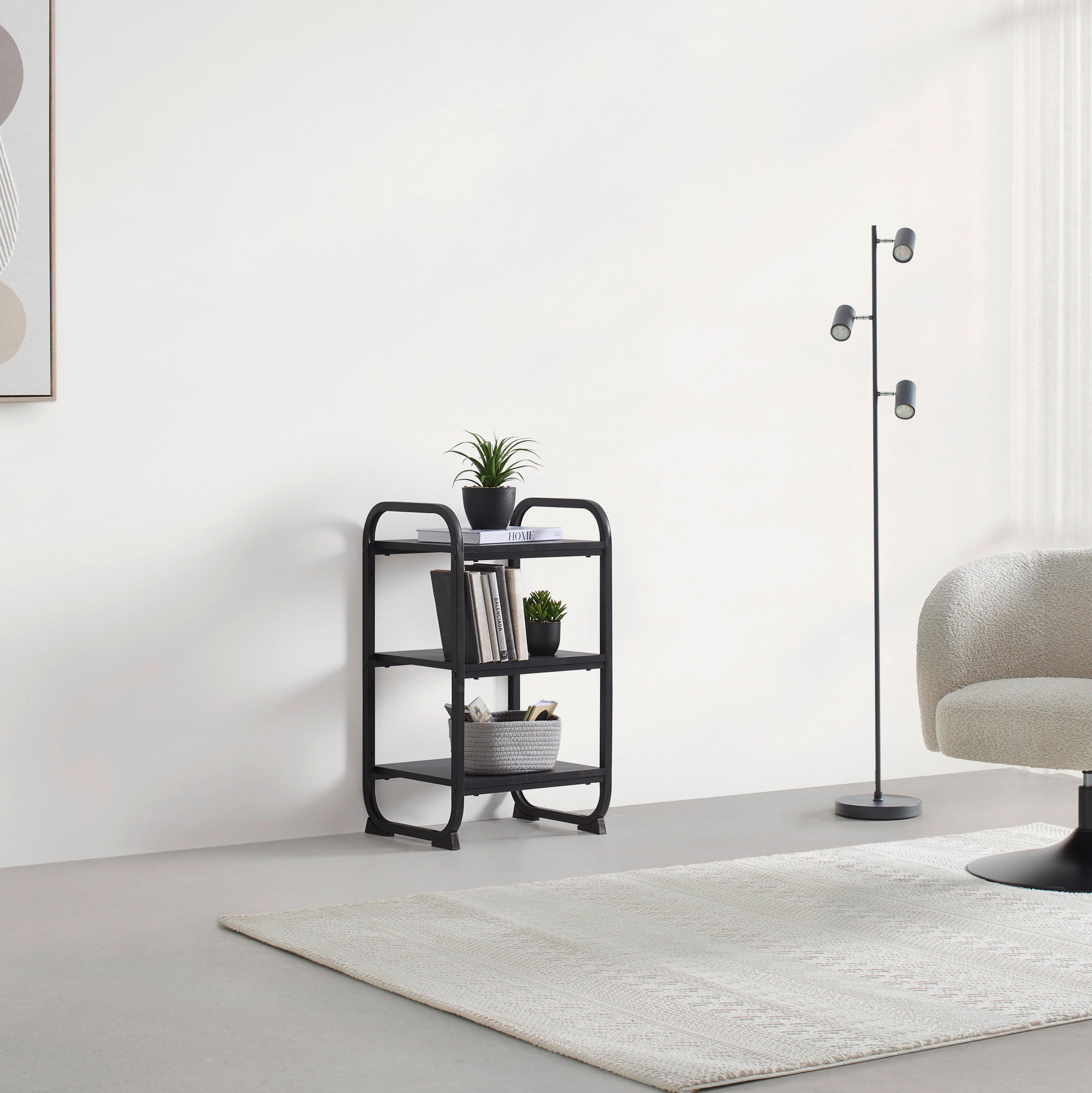 Polc Bend - fekete, Modern, faalapú anyag/fém (36/70/40cm) - Mömax