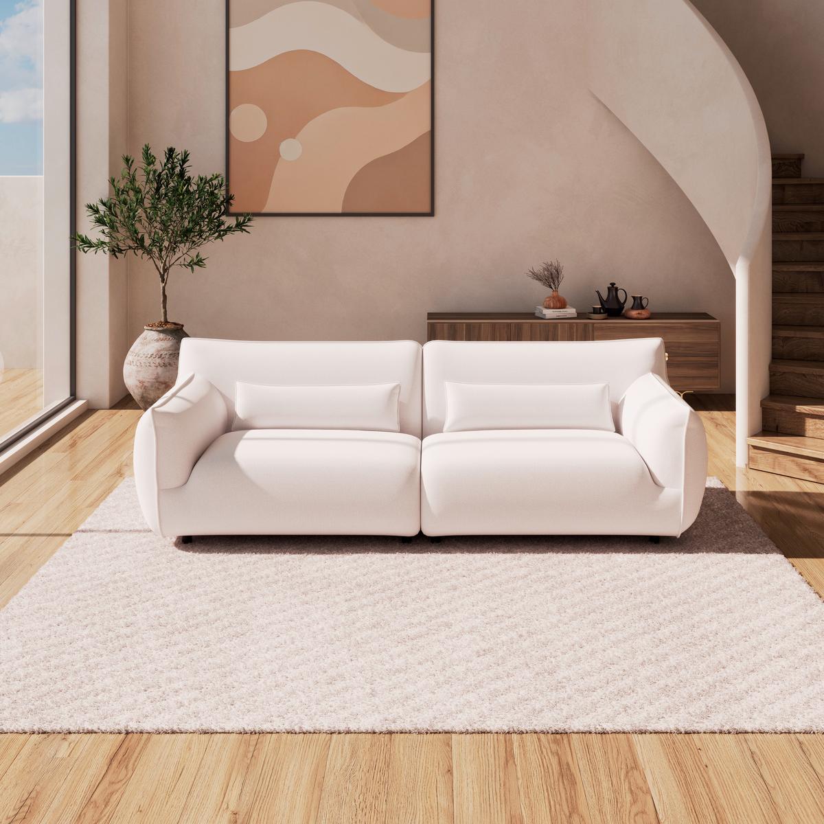 Velika Zofa Clara, Bež - črna/bež, Moderno, kovina/tekstil (284/86/111cm) - Bessagi Home