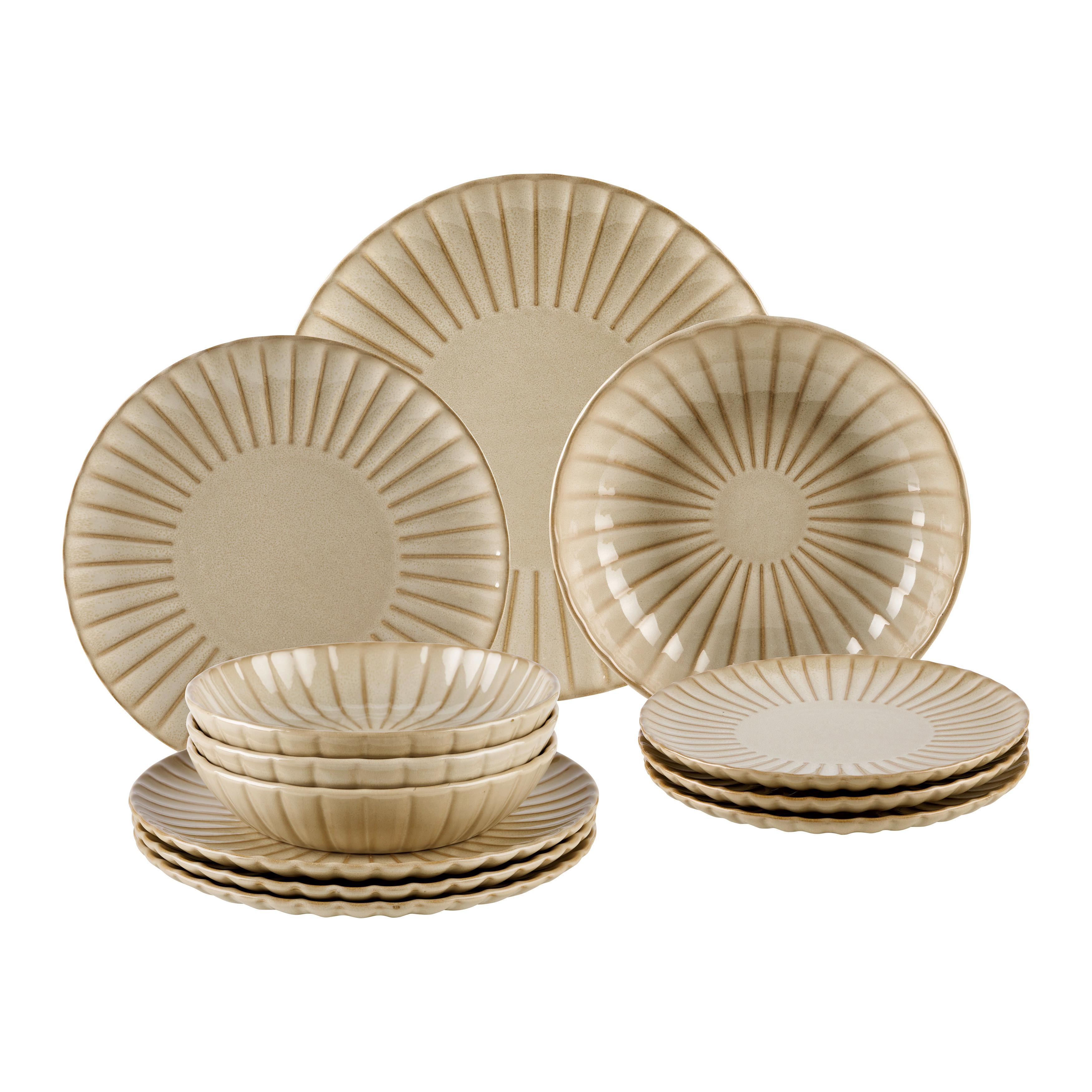 Tafelservice Becky Beige 12-teilig - Beige, Romantik / Landhaus, Keramik (28.5/23/29cm) - Modern Living