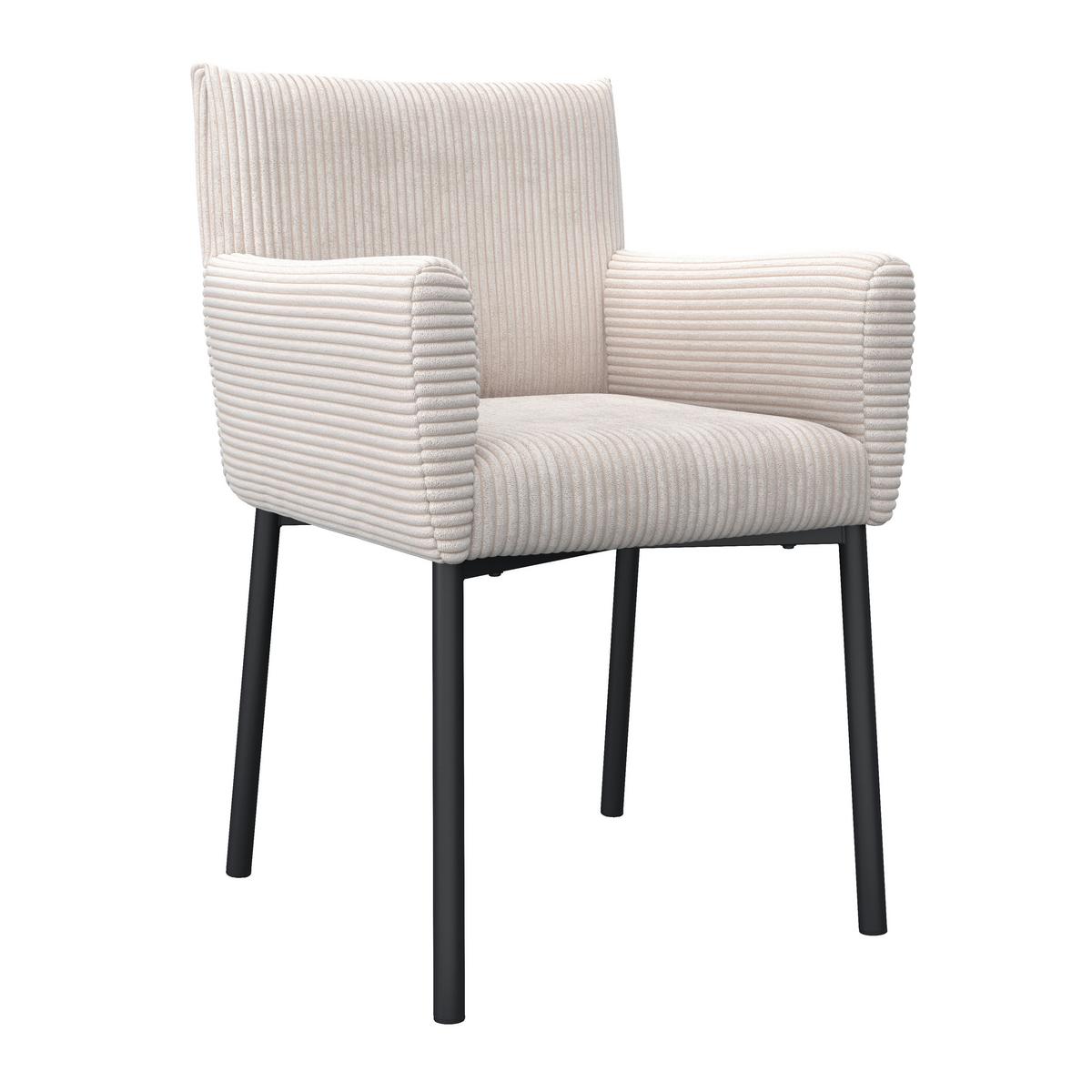 Armlehnstuhl Sofia Beige Cord Gepolstert - Beige/Schwarz, MODERN, Holz/Textil (57/87/58cm) - Bessagi Home