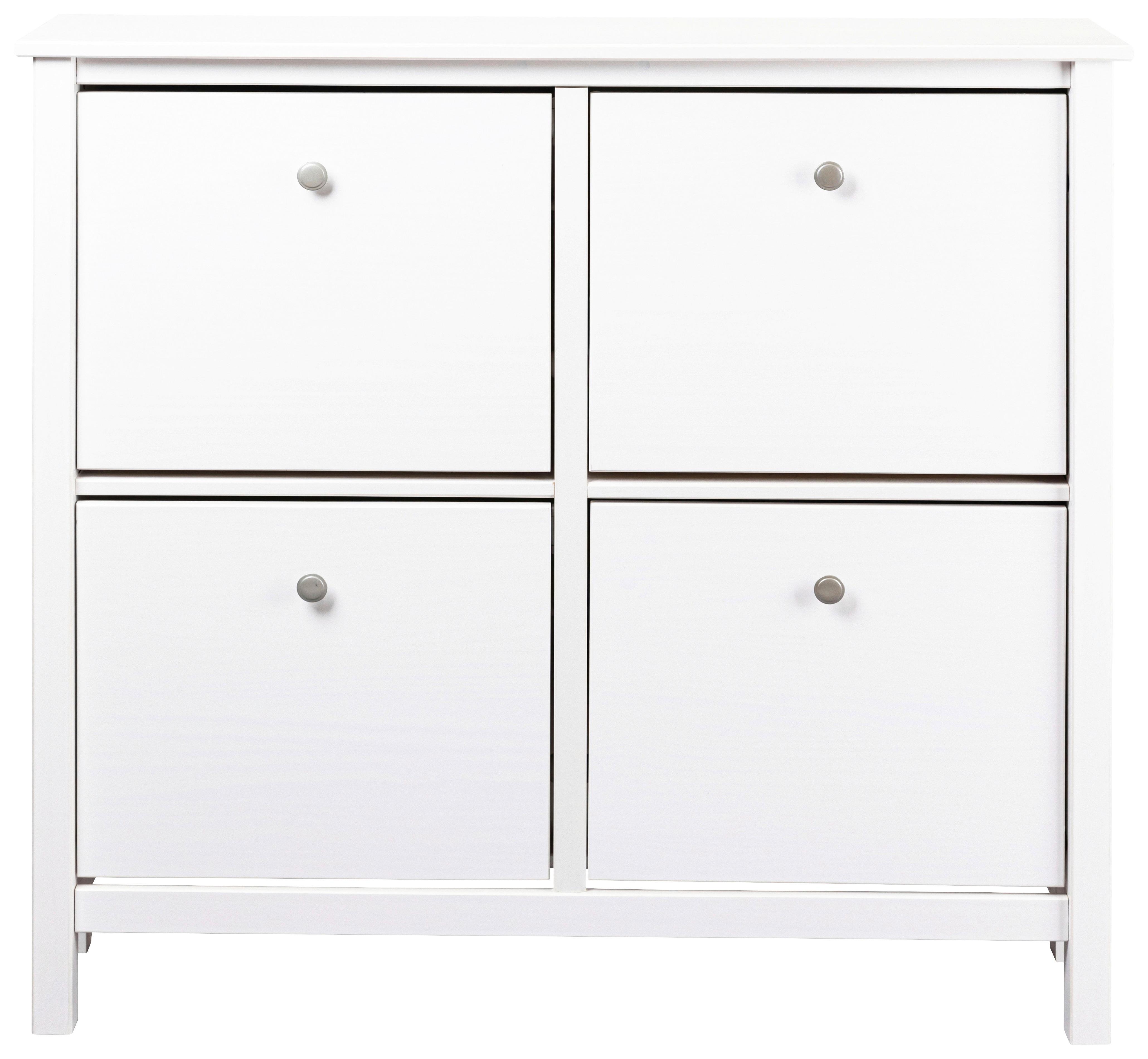 Schuhschrank Chilly Home ca.107x101x25cm Weiß - Silberfarben/Weiß, Design, Holz/Metall (107/101/25cm) - Livetastic