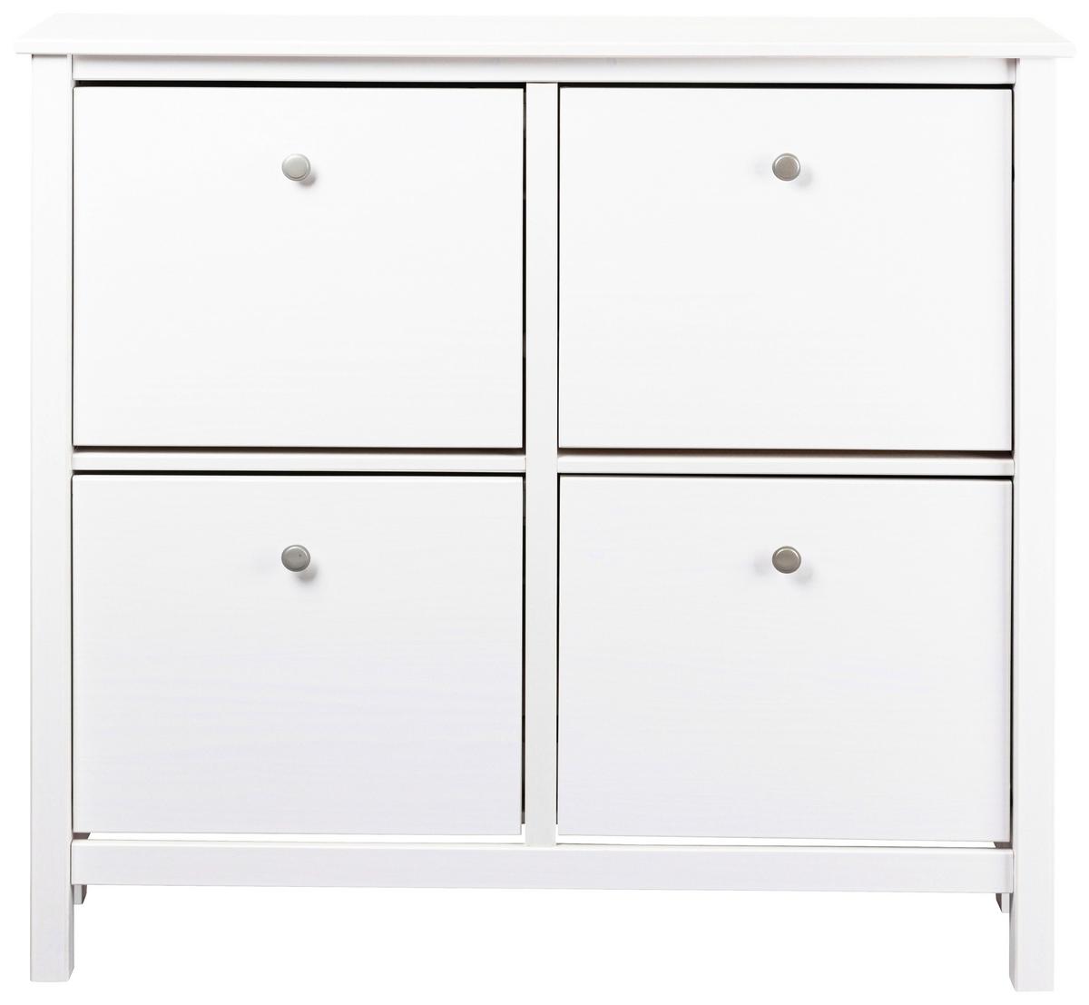 Schuhschrank Chilly Home ca.107x101x25cm Weiß - Silberfarben/Weiß, Design, Holz/Metall (107/101/25cm) - Livetastic