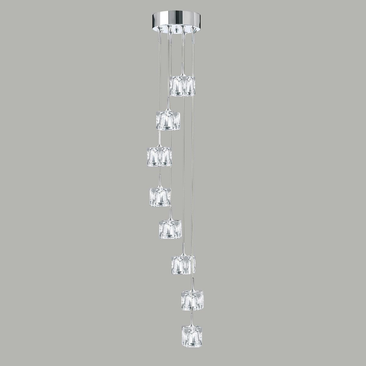 LED Függőlámpa Ice Cube 6778-8-LED - krómszínű, Design, üveg/fém (20/150cm)