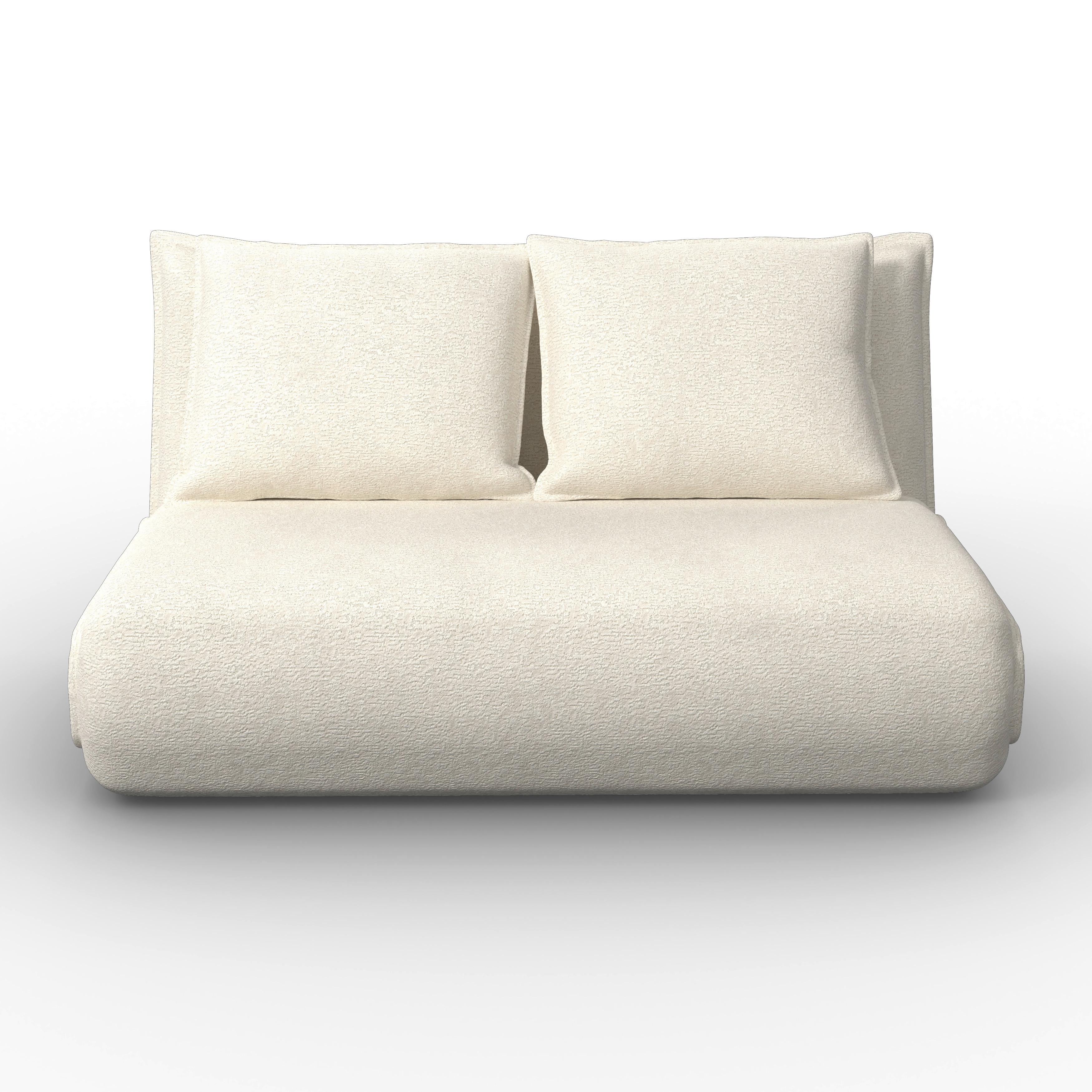 Schlafsofa Macy Bouclé Weiß - Weiß, MODERN, Textil/Metall (140/35/63cm) - Bessagi Home