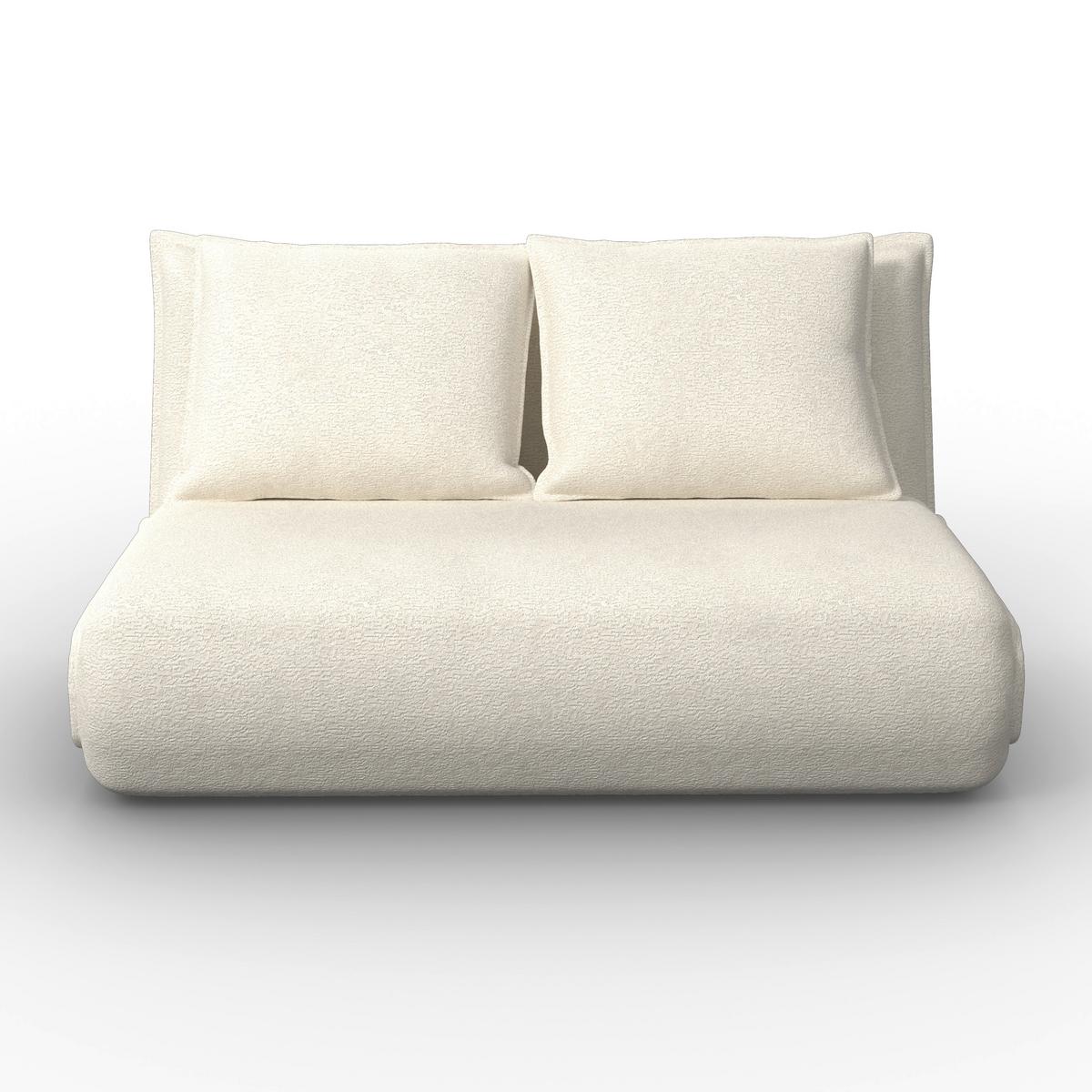 Schlafsofa Macy Bouclé Weiß - Weiß, MODERN, Textil/Metall (140/35/63cm) - Bessagi Home