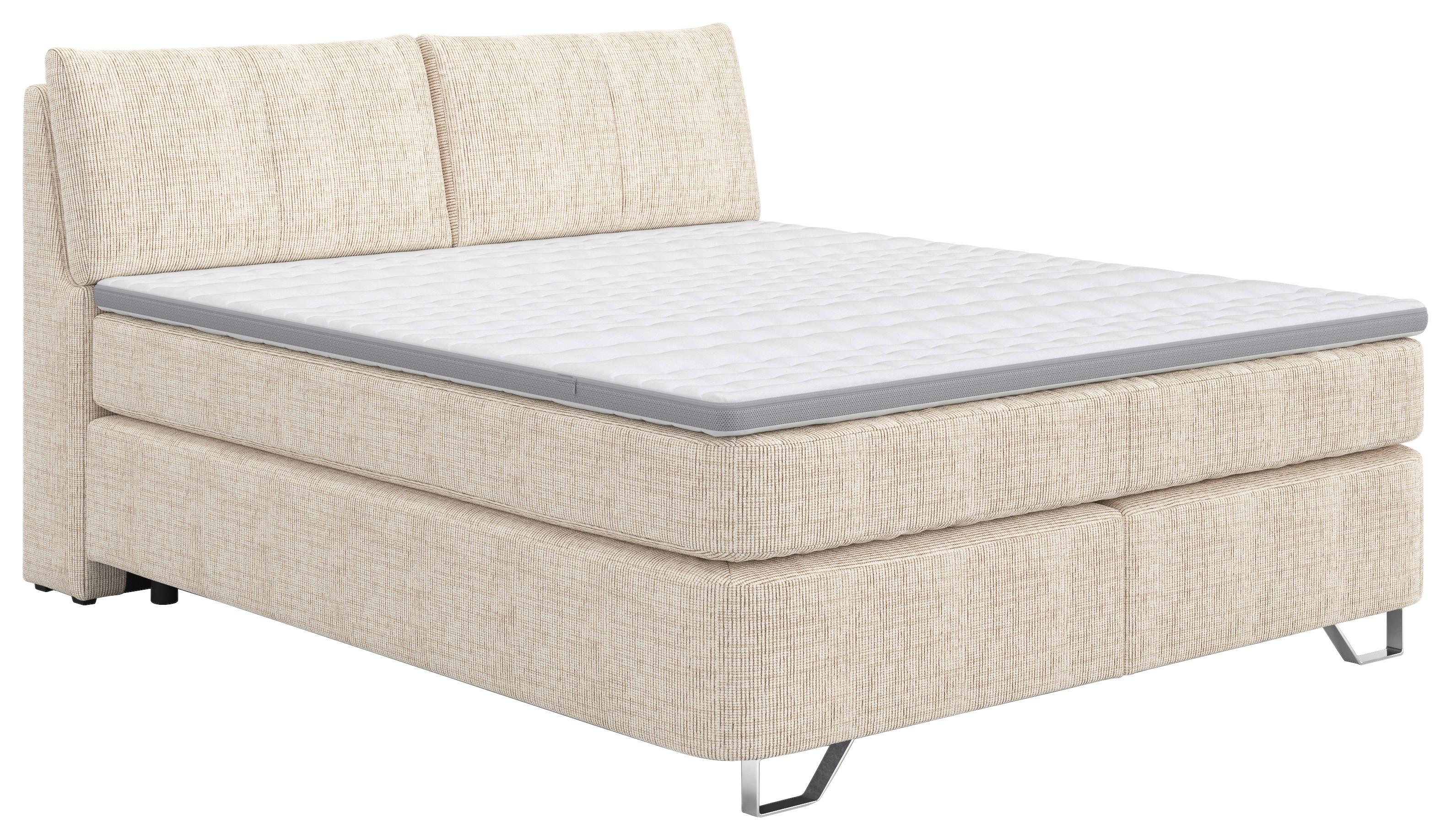 Boxspringbett Tabea Sandfarben ca. 180x200cm - Sandfarben/Alufarben, KONVENTIONELL, Karton/Naturmaterialien (180/200cm) - Premium Living