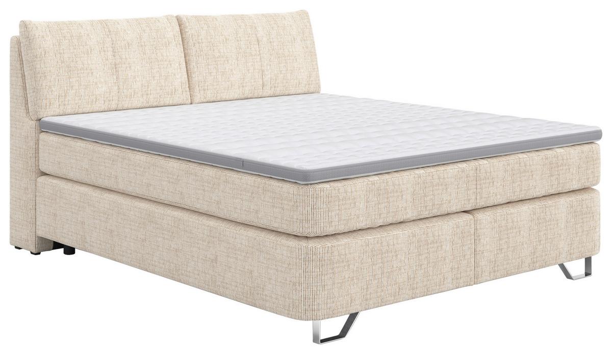 Boxspringbett Tabea Sandfarben ca. 180x200cm - Sandfarben/Alufarben, KONVENTIONELL, Karton/Naturmaterialien (180/200cm) - Premium Living