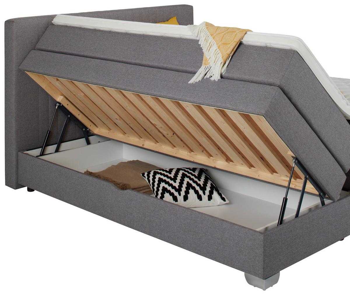 Boxspringbett Plura Grau ca. 180x200cm - Chromfarben/Grau, KONVENTIONELL, Holz/Holzwerkstoff (180/200cm) - Mömax