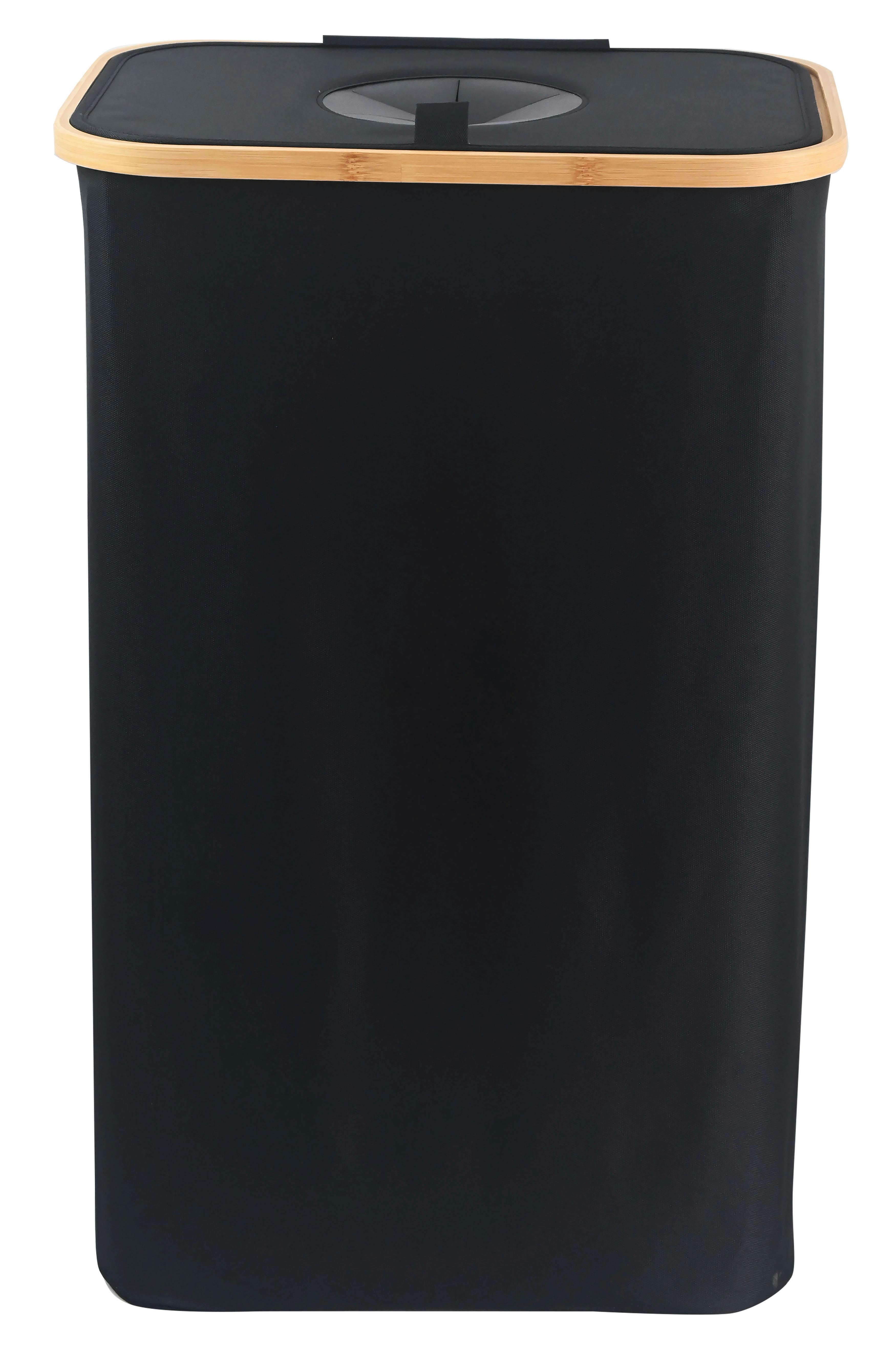 Palackgyűjtő Kosár Pet - fekete, Konventionell, bőr/karton (44/70cm) - Mömax