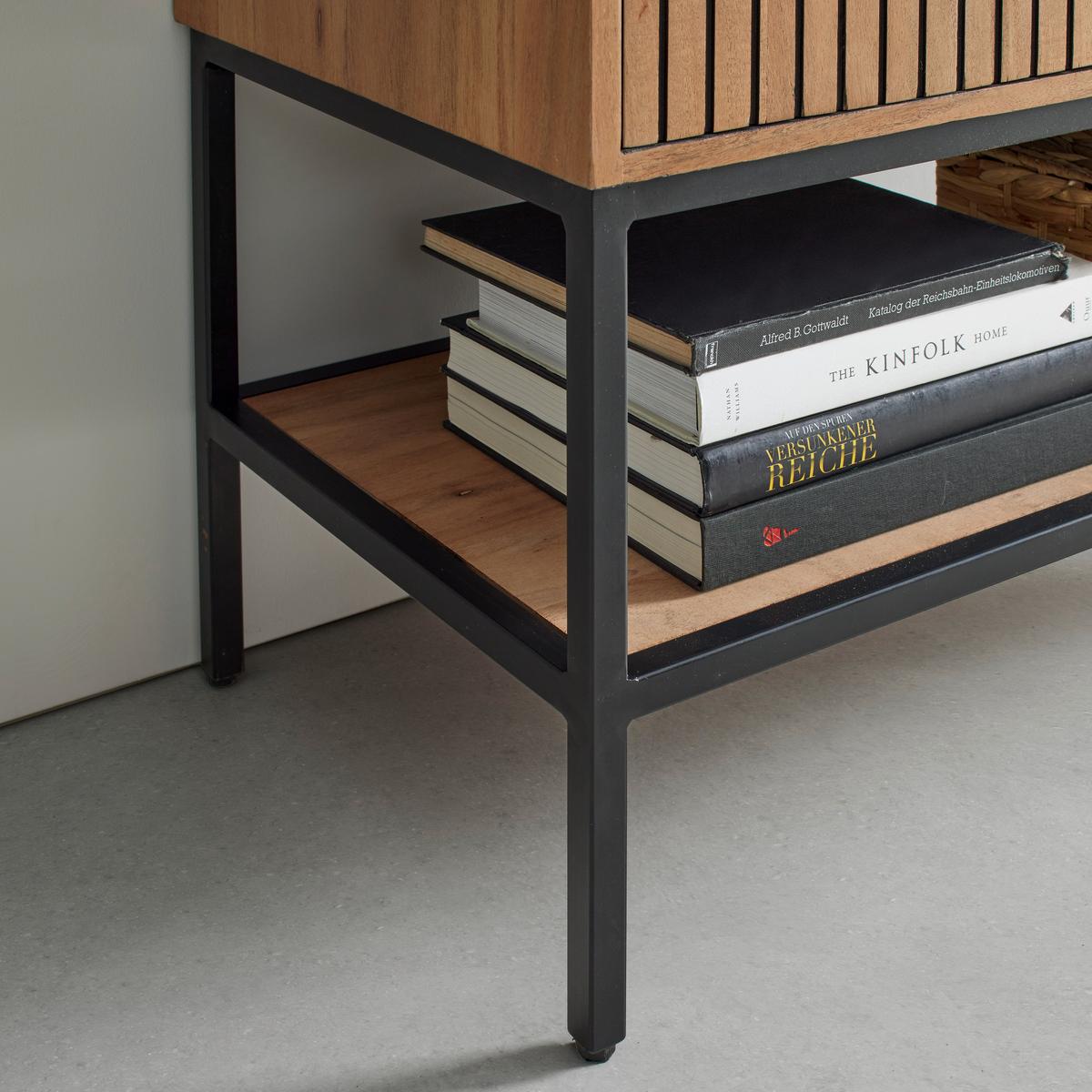 Highboard Koda Rundbogen Akazie Echtholzfurnier - Schwarz/Braun, MODERN, Holz/Holzwerkstoff (90/180/42cm) - Mömax