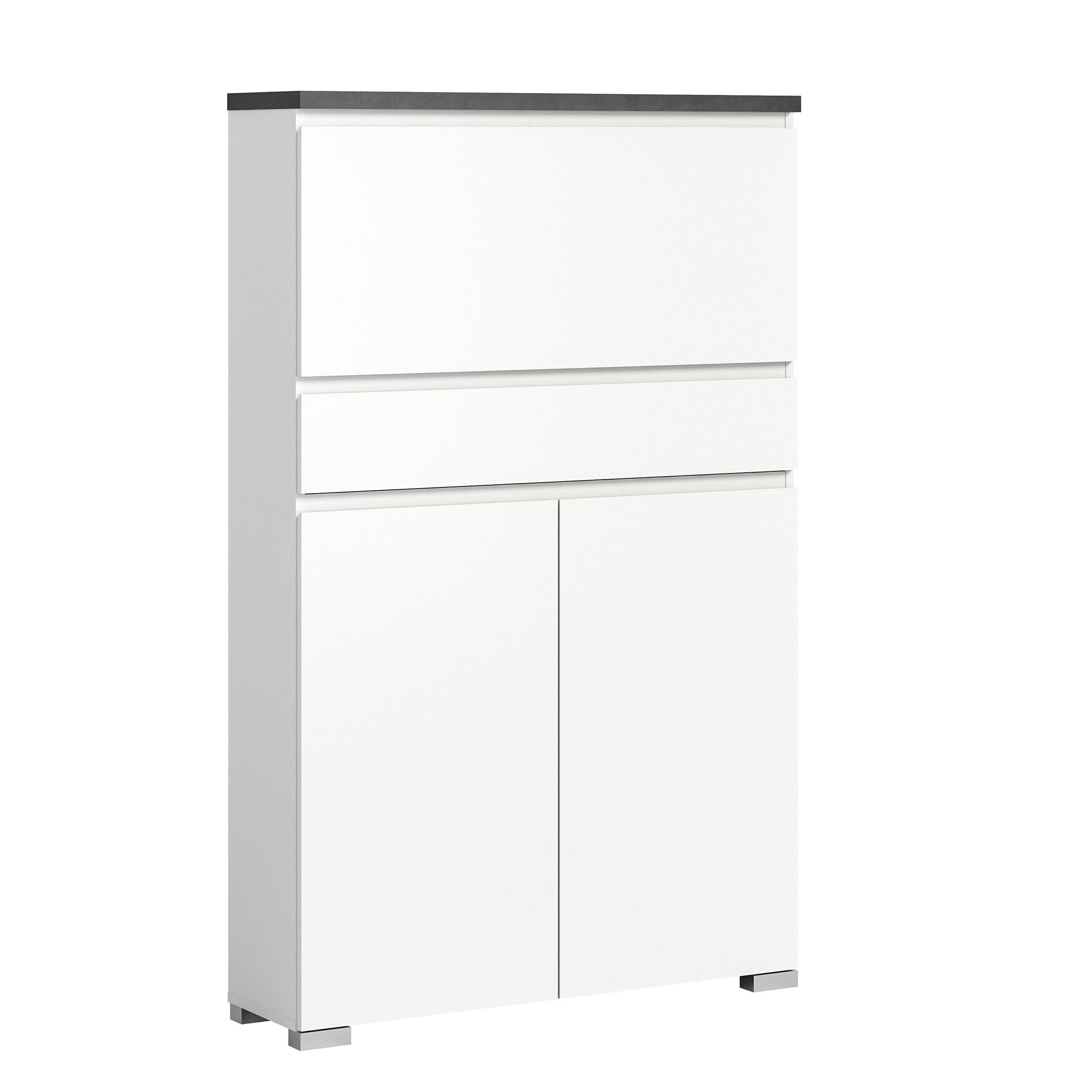 Schuhschrank Shoelove in Weiß/Grau - Silberfarben/Weiß, MODERN, Holzwerkstoff (95/152/27cm)